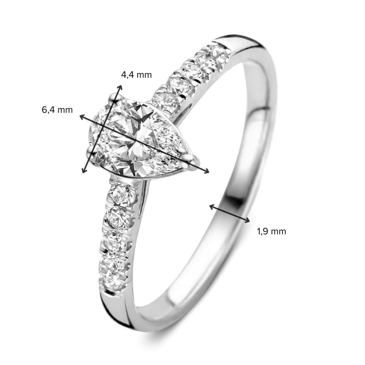 Aurore Ava RA25720048 witgouden verlovingsring met peer geslepen lab grown diamant 0.48 crt