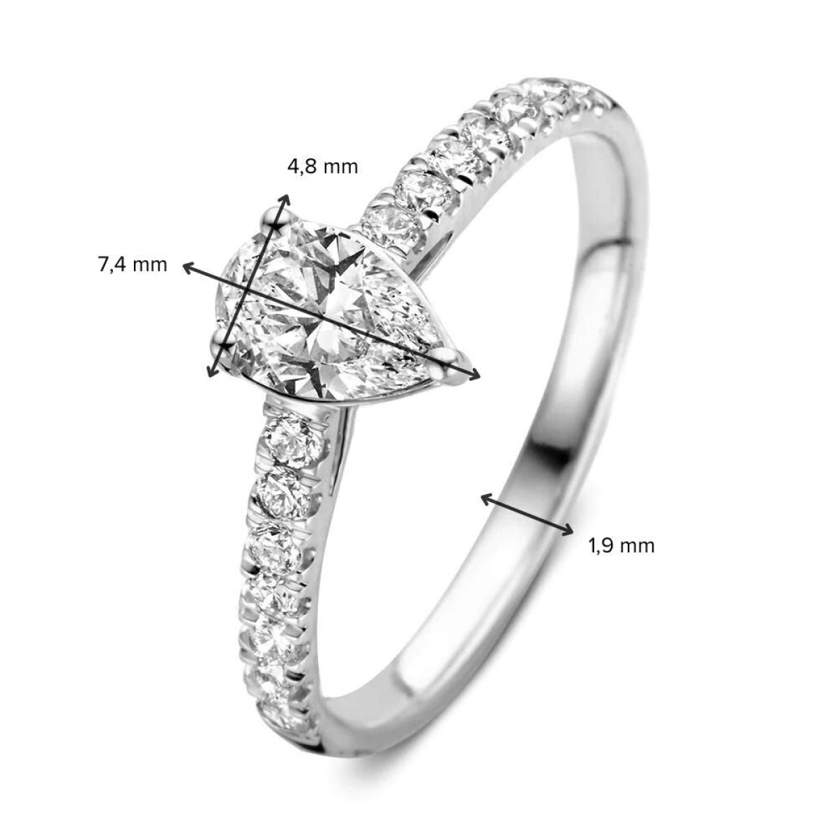 Aurore Ava RA25720075 verlovingsring van 18-k witgoud met lab grown diamant 0.75 crt