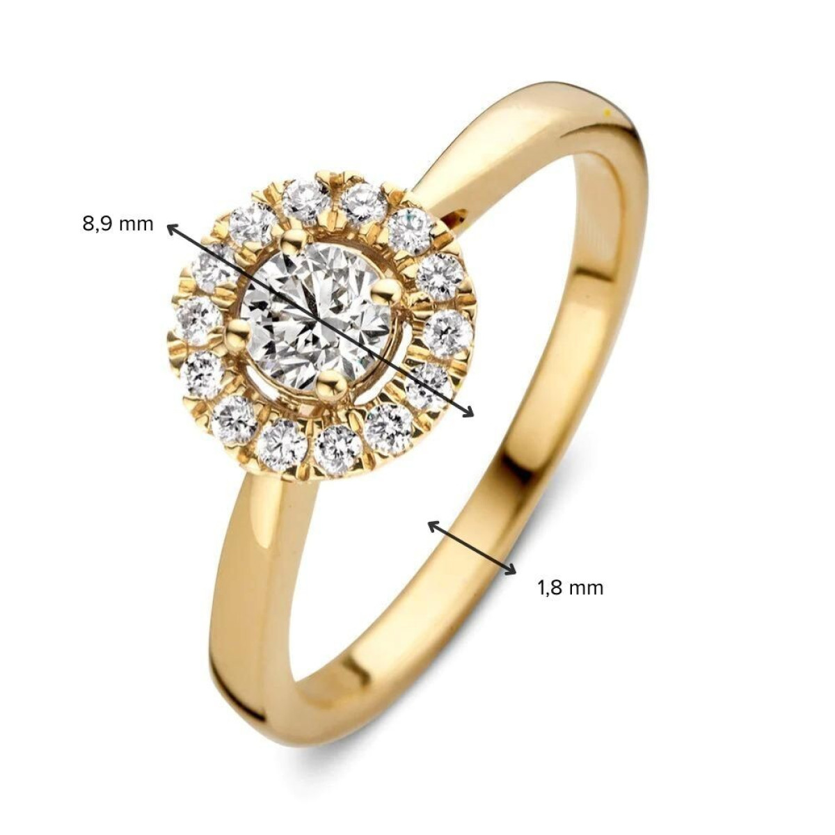 Aurore Emma RA15100050 entourage ring van 18-karaat goud met briljant lab grown diamant 0.50 crt