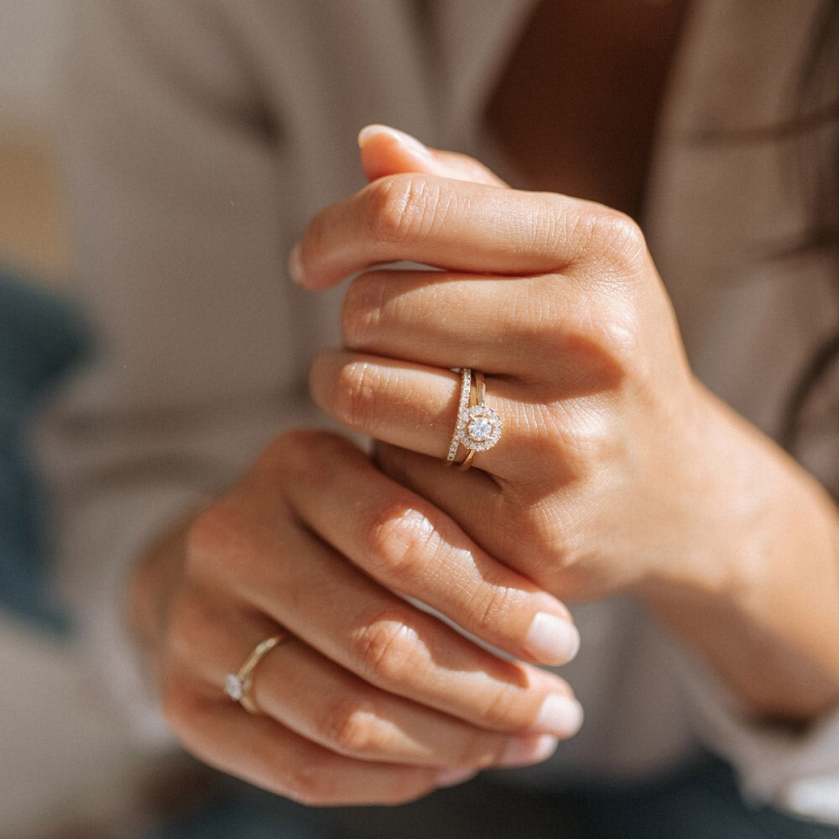 Aurore Emma RA15100050 entourage ring van 18-karaat goud met briljant lab grown diamant 0.50 crt