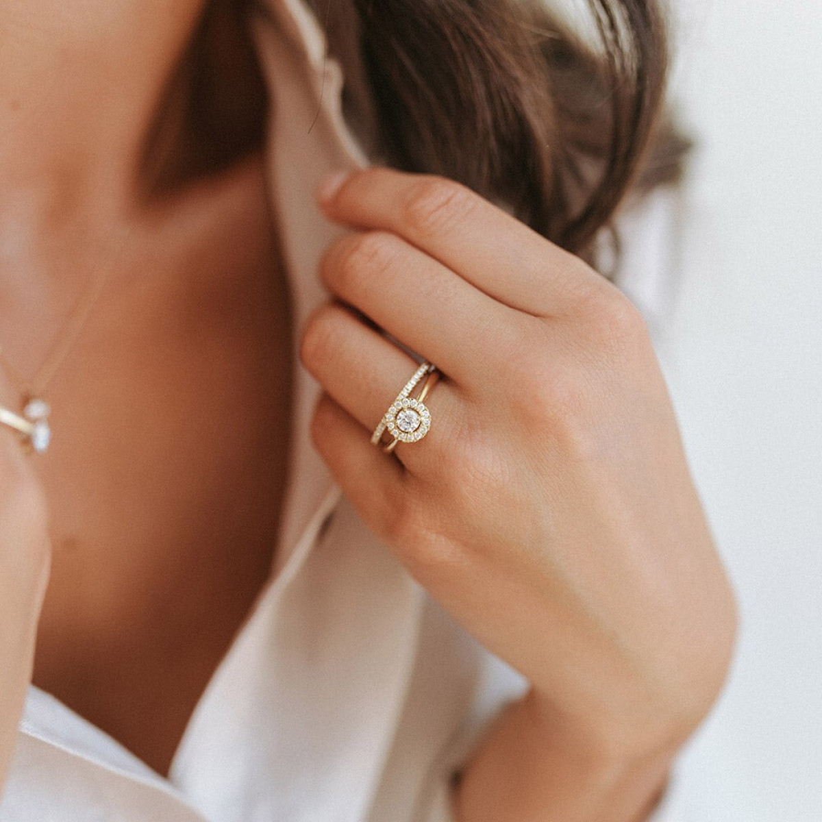Aurore Emma RA15100050 entourage ring van 18-karaat goud met briljant lab grown diamant 0.50 crt