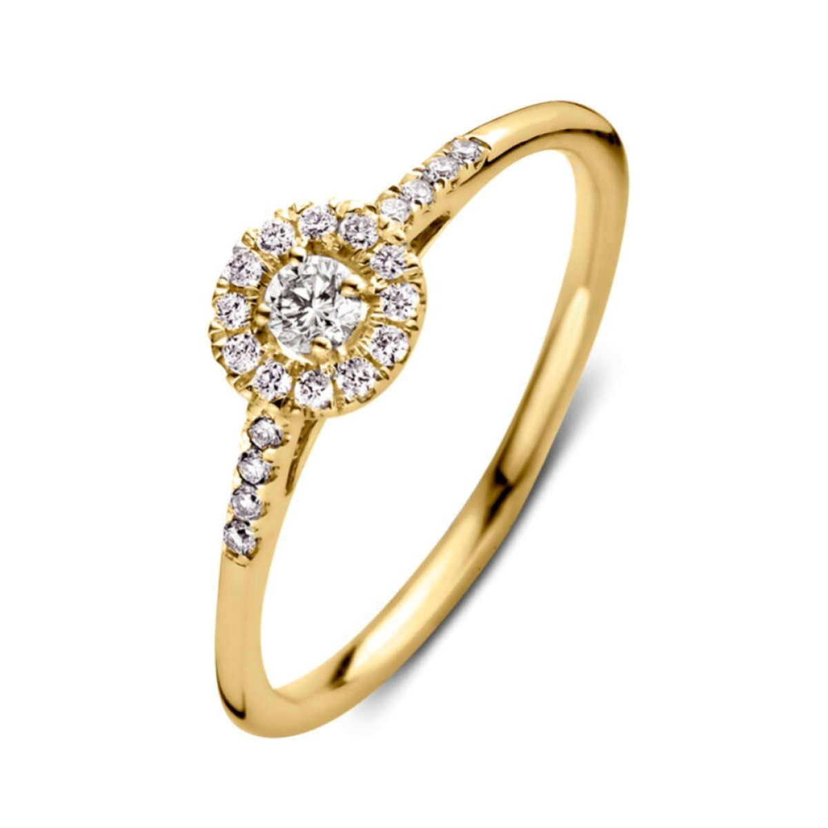 Aurore Emma RA15110020 halo ring van 18-karaat goud met briljant geslepen lab grown diamant 0.20 crt