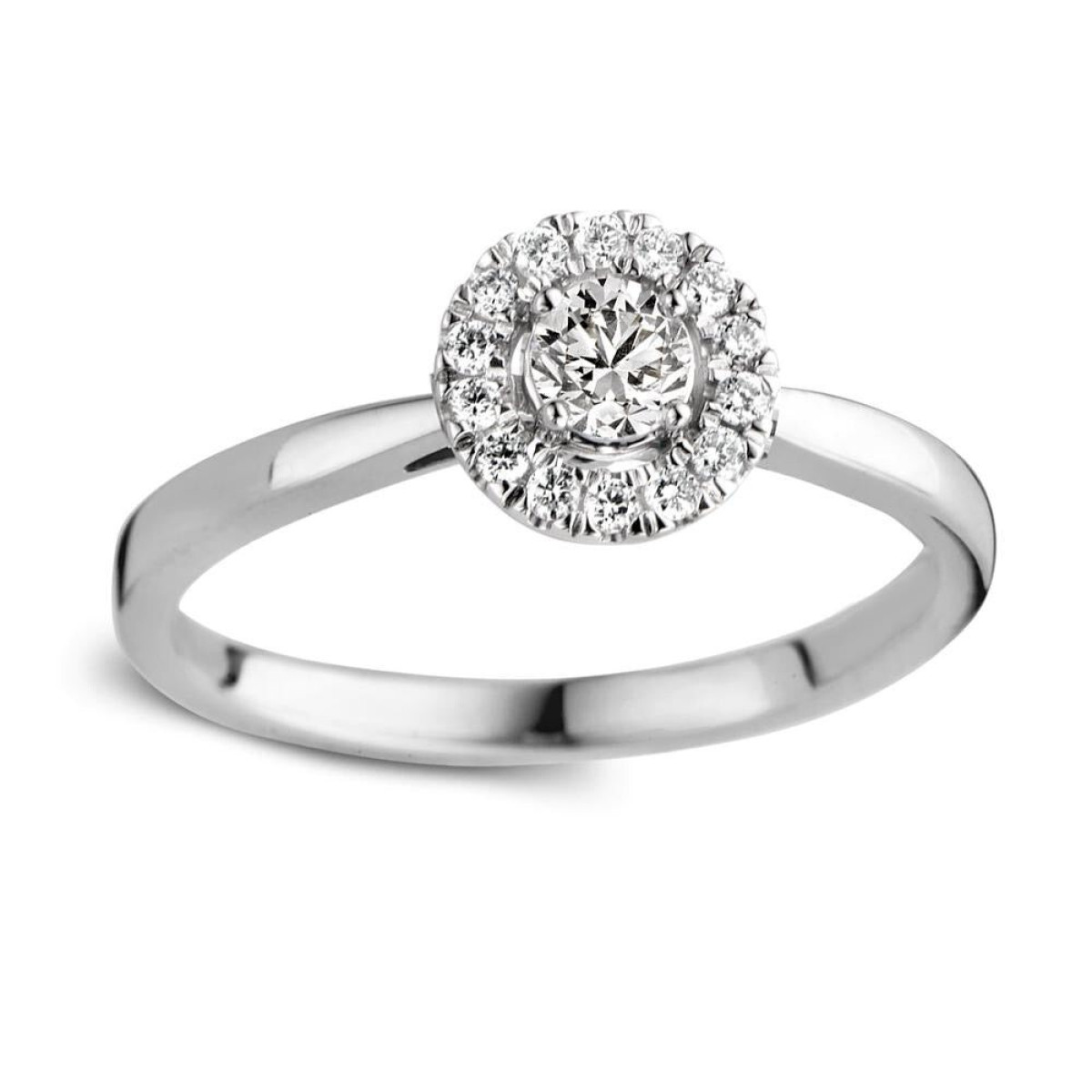 Aurore Emma RA25100030 halo ring van 18-karaat witgoud met lab grown diamant 0.30 crt
