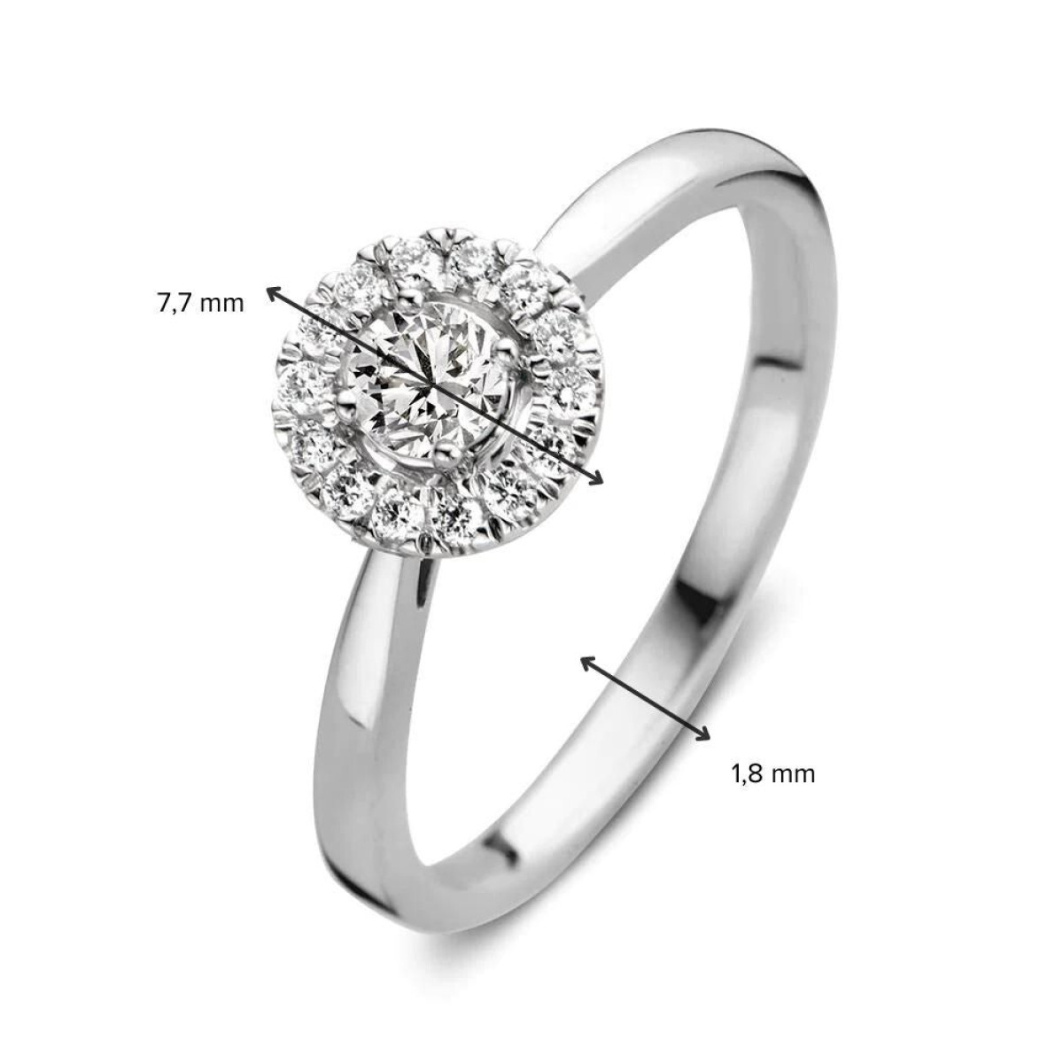 Aurore Emma RA25100030 halo ring van 18-karaat witgoud met lab grown diamant 0.30 crt