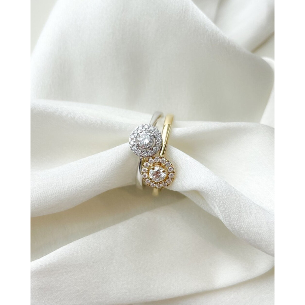 Aurore Emma RA25100030 halo ring van 18-karaat witgoud met lab grown diamant 0.30 crt