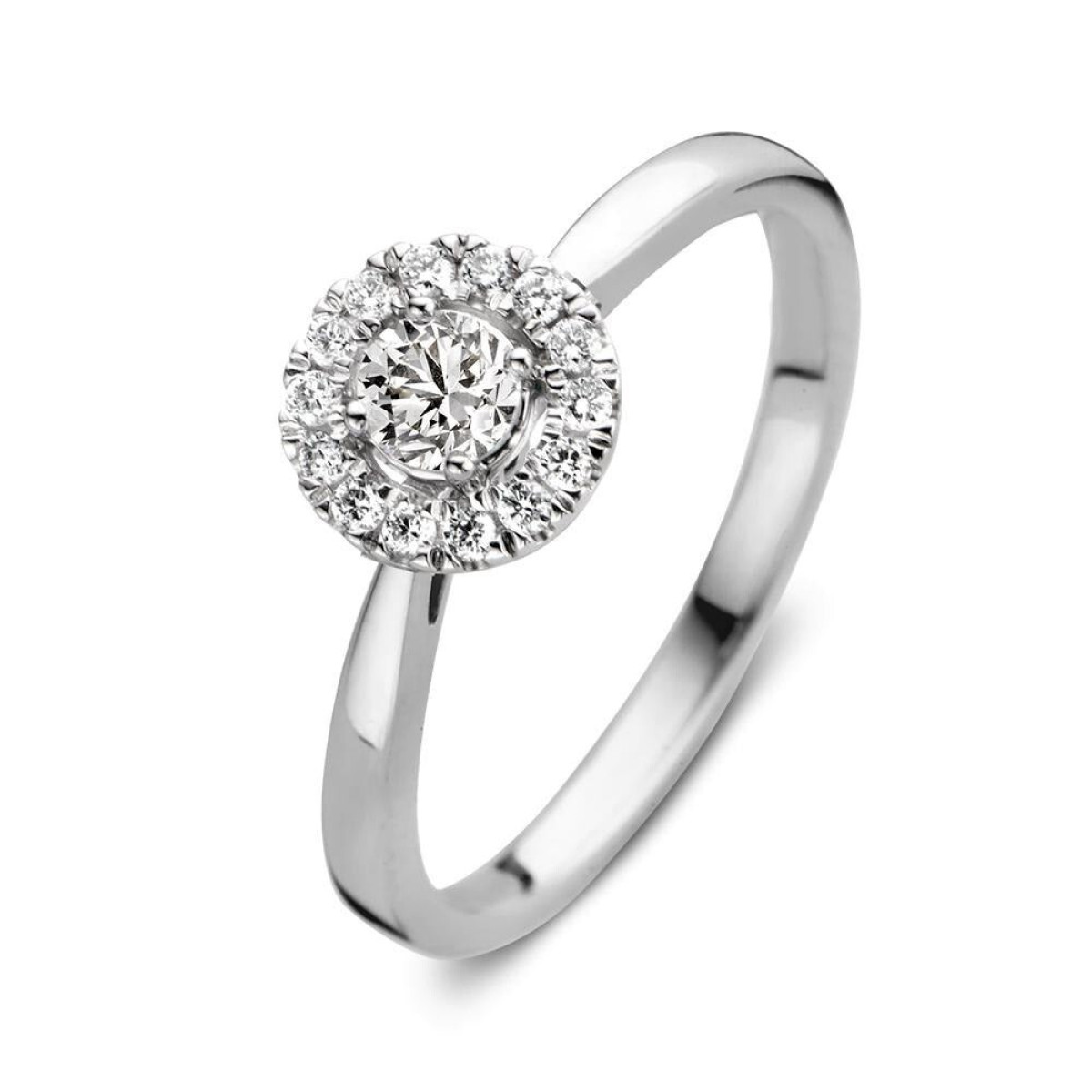 Aurore Emma RA25100030 halo ring van 18-karaat witgoud met lab grown diamant 0.30 crt