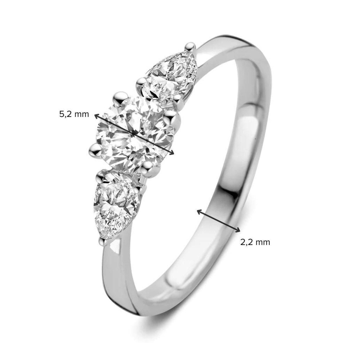 Aurore Evie RA25620090 witgouden diamanten ring met briljant lab grown 0.90 crt