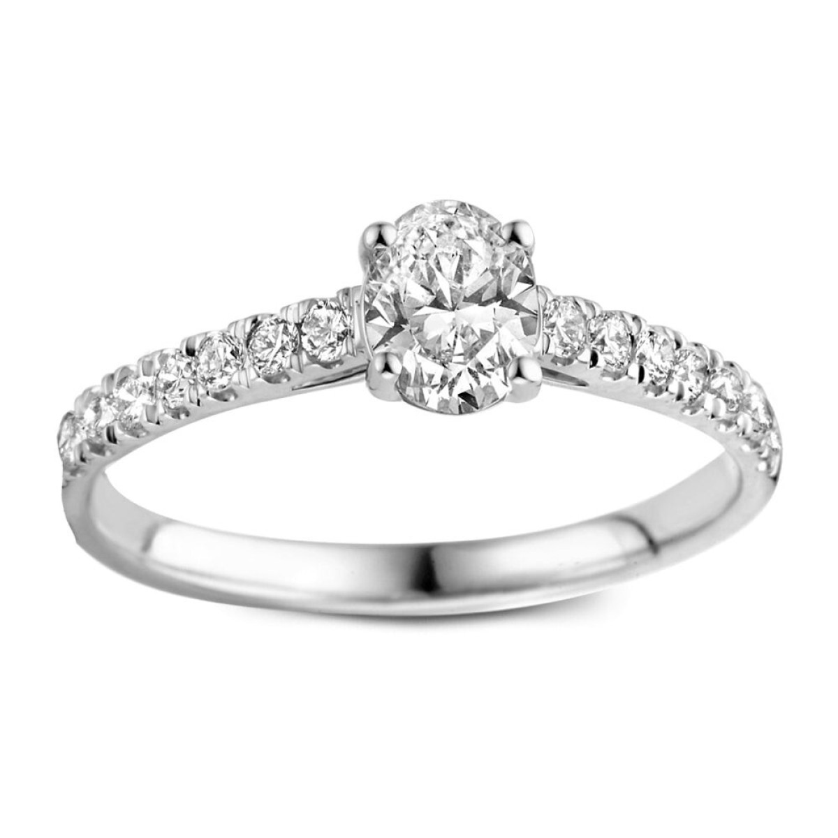 Aurore Franky RA25740048 verlovingsring 18-karaat witgoud met ovale lab grown diamant 0.48 crt