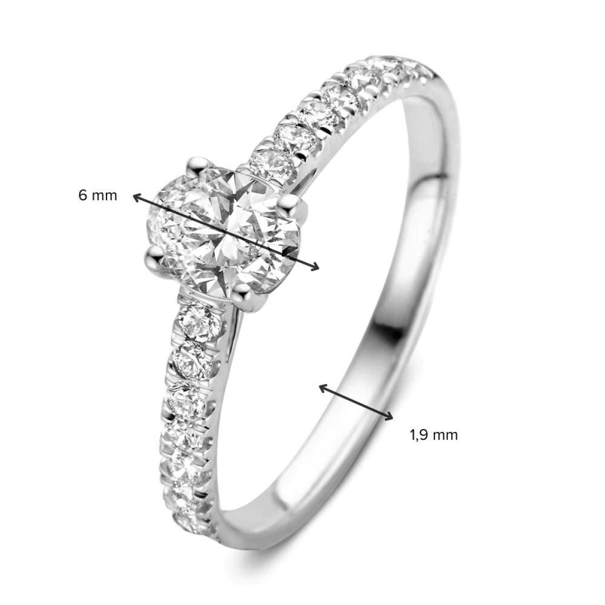 Aurore Franky RA25740048 verlovingsring 18-karaat witgoud met ovale lab grown diamant 0.48 crt