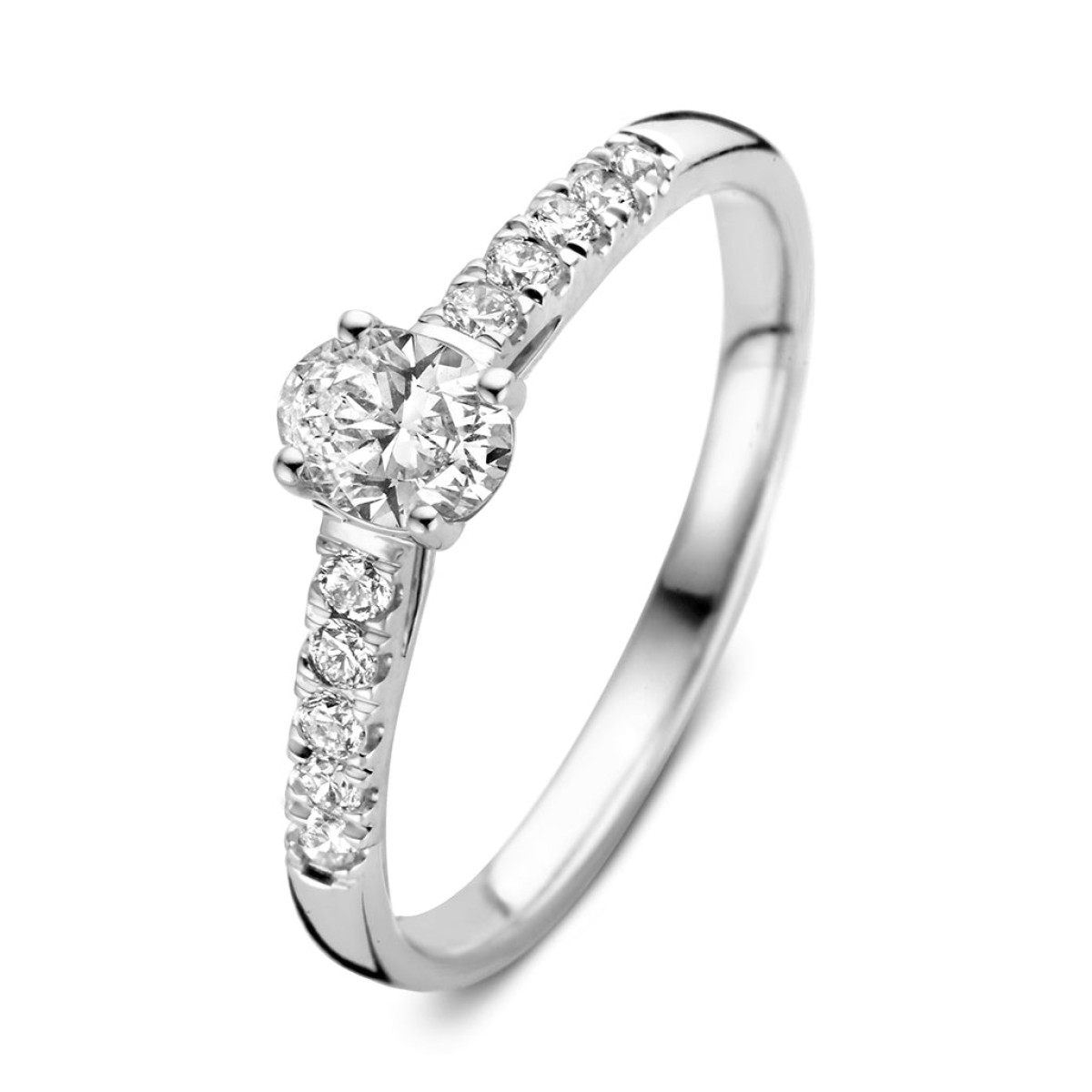 Aurore Franky RA25740048 verlovingsring 18-karaat witgoud met ovale lab grown diamant 0.48 crt