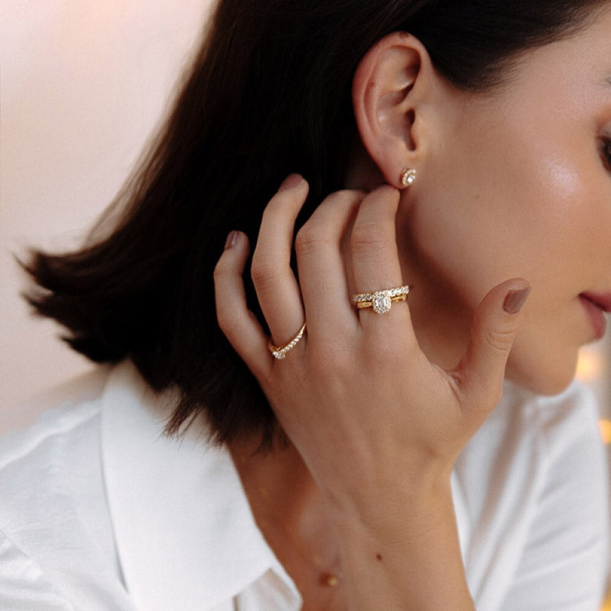 Aurore Ivy RA15300066 verlovingsring van 18-karaat goud met emerald lab grown diamant 0.66 crt