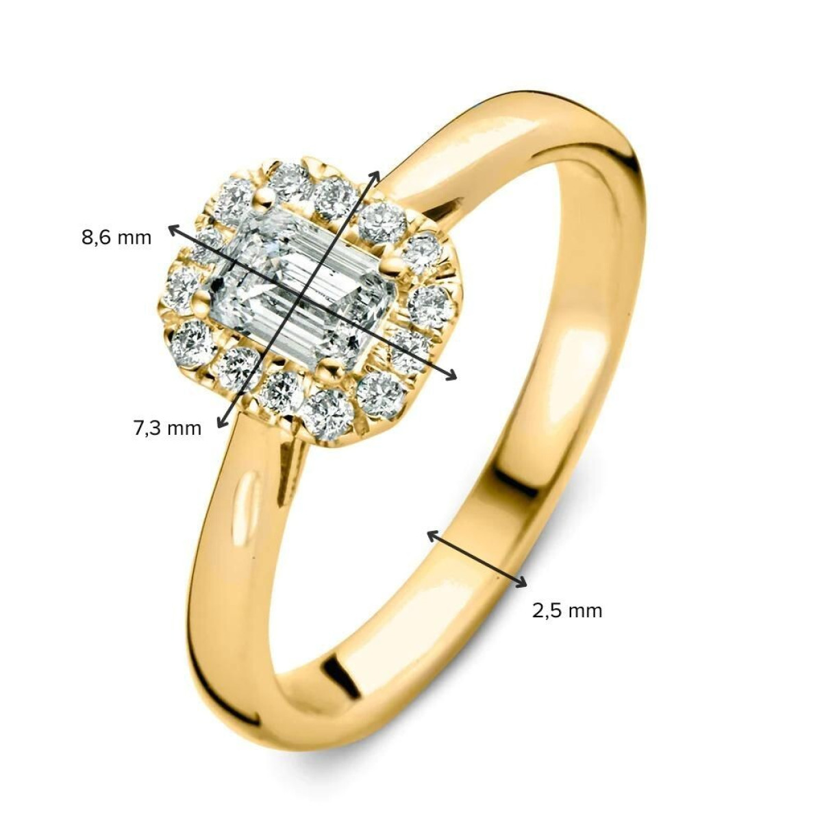 Aurore Ivy RA15300066 verlovingsring van 18-karaat goud met emerald lab grown diamant 0.66 crt