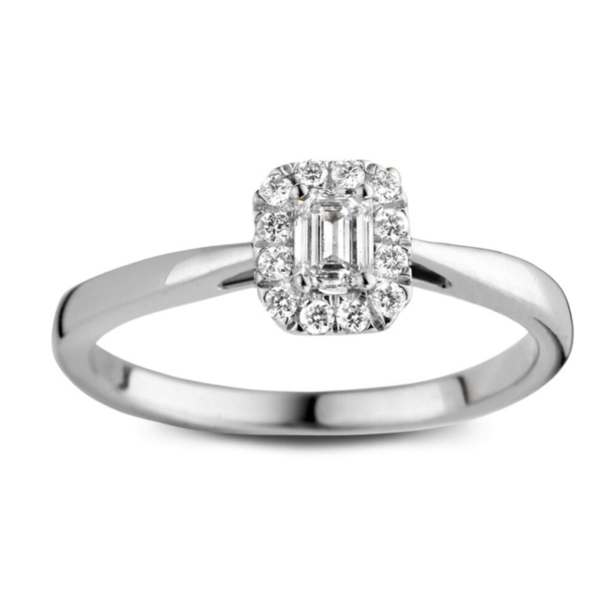 Aurore Ivy RA25300030 verlovingsring van 18-karaat witgoud emerald lab grown diamant 0,30 crt
