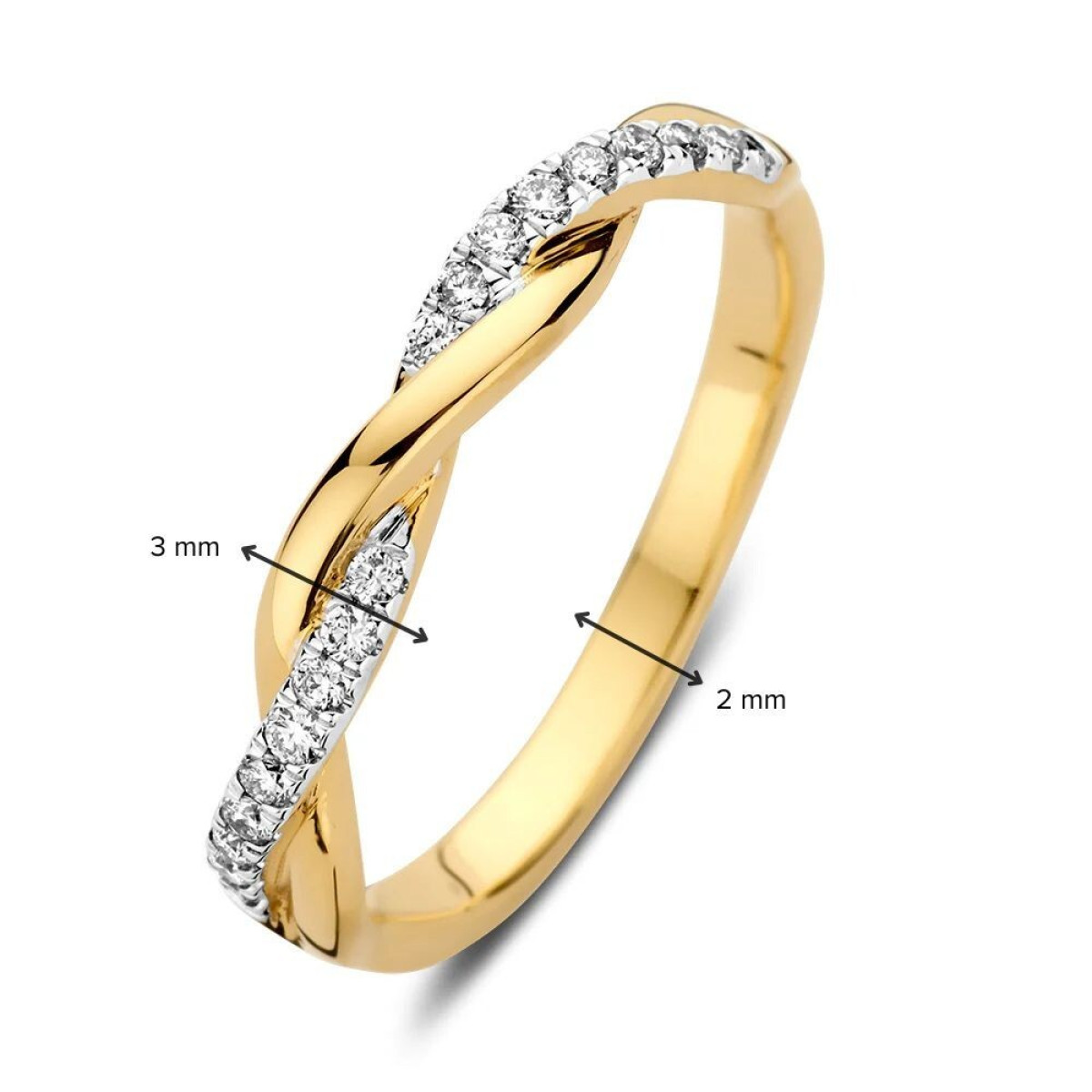 Aurore Jackie RA15560015 crossover ring van 18-karaat goud met lab grown diamant 0.15 crt