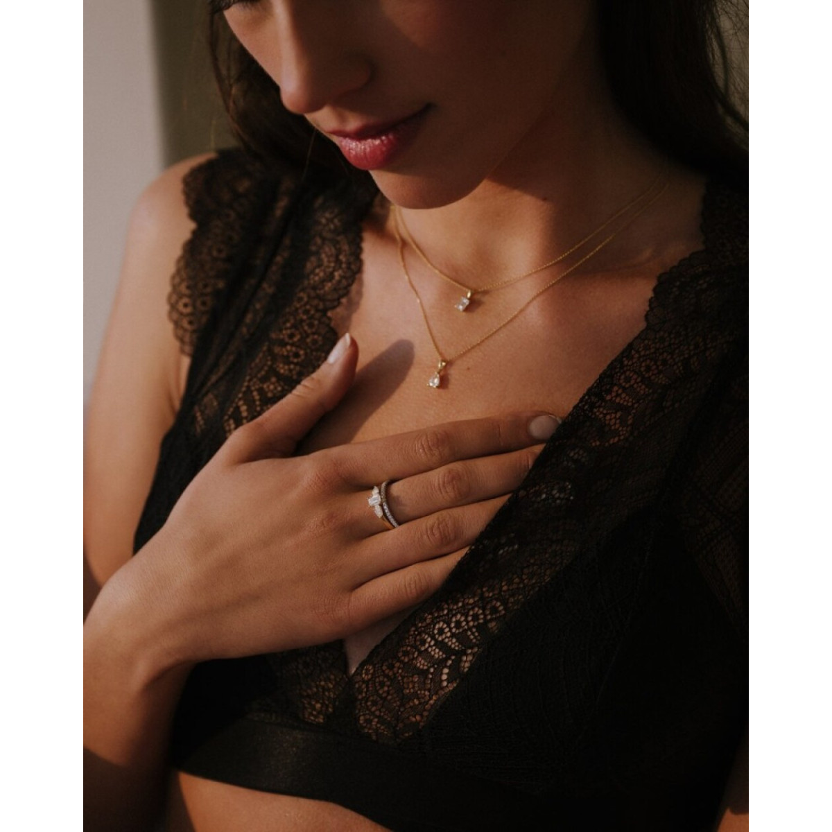Aurore Lize RA25610090 witgouden trilogy verlovingsring met emerald lab grown diamant 0.90 crt