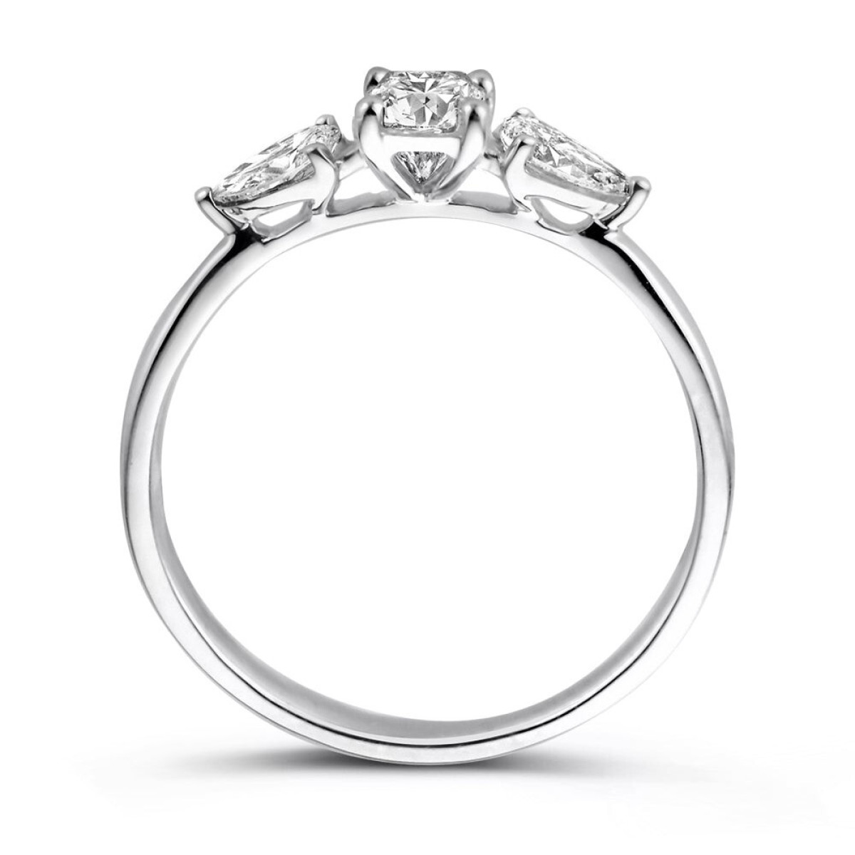 Aurore Lize RA25610090 witgouden trilogy verlovingsring met emerald lab grown diamant 0.90 crt
