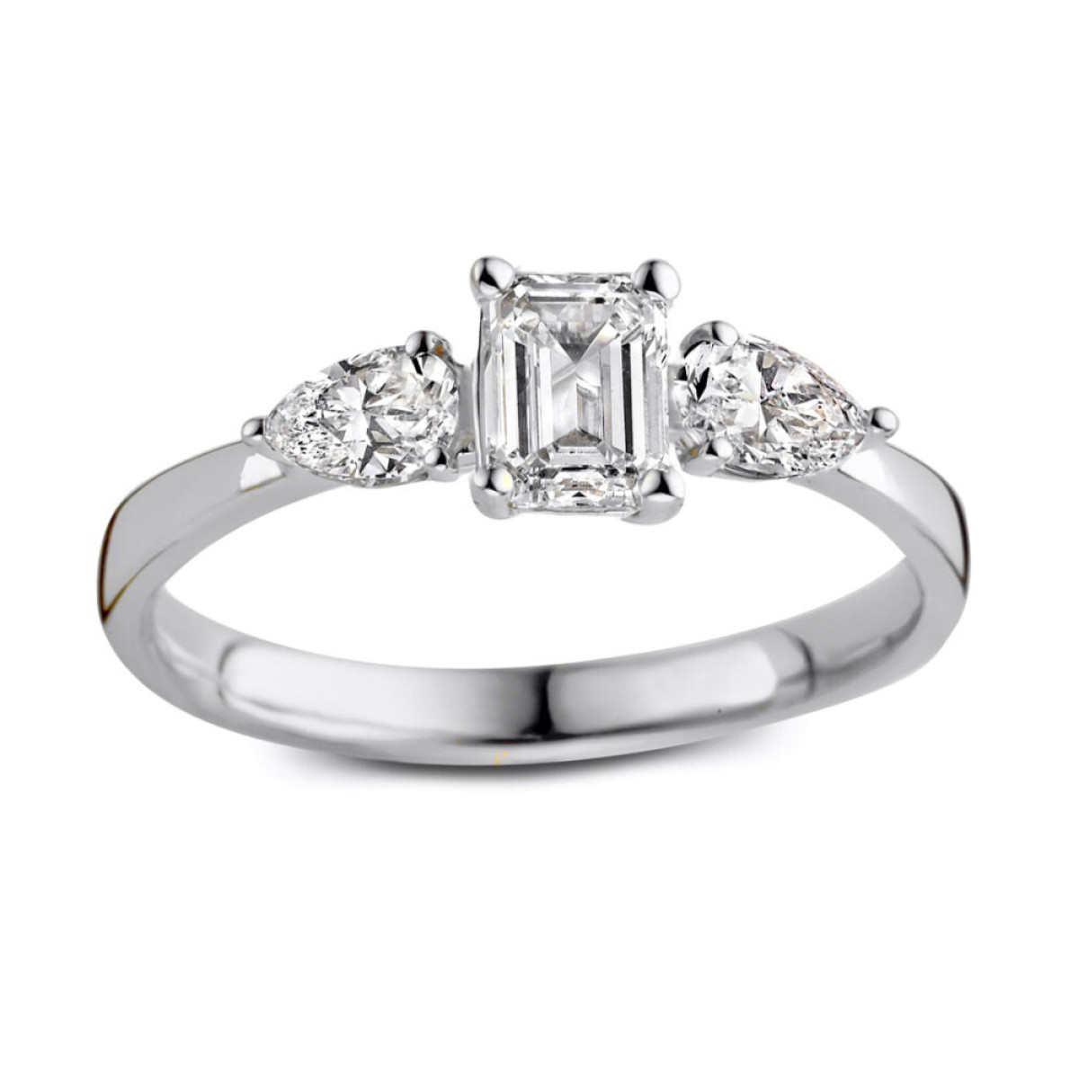 Aurore Lize RA25610090 witgouden trilogy verlovingsring met emerald lab grown diamant 0.90 crt