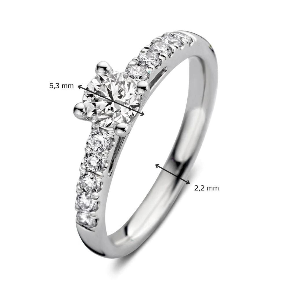 Aurore Mary RA25700080 verlovingsring van 18-karaat witgoud met briljant lab grown diamant 0.80 crt