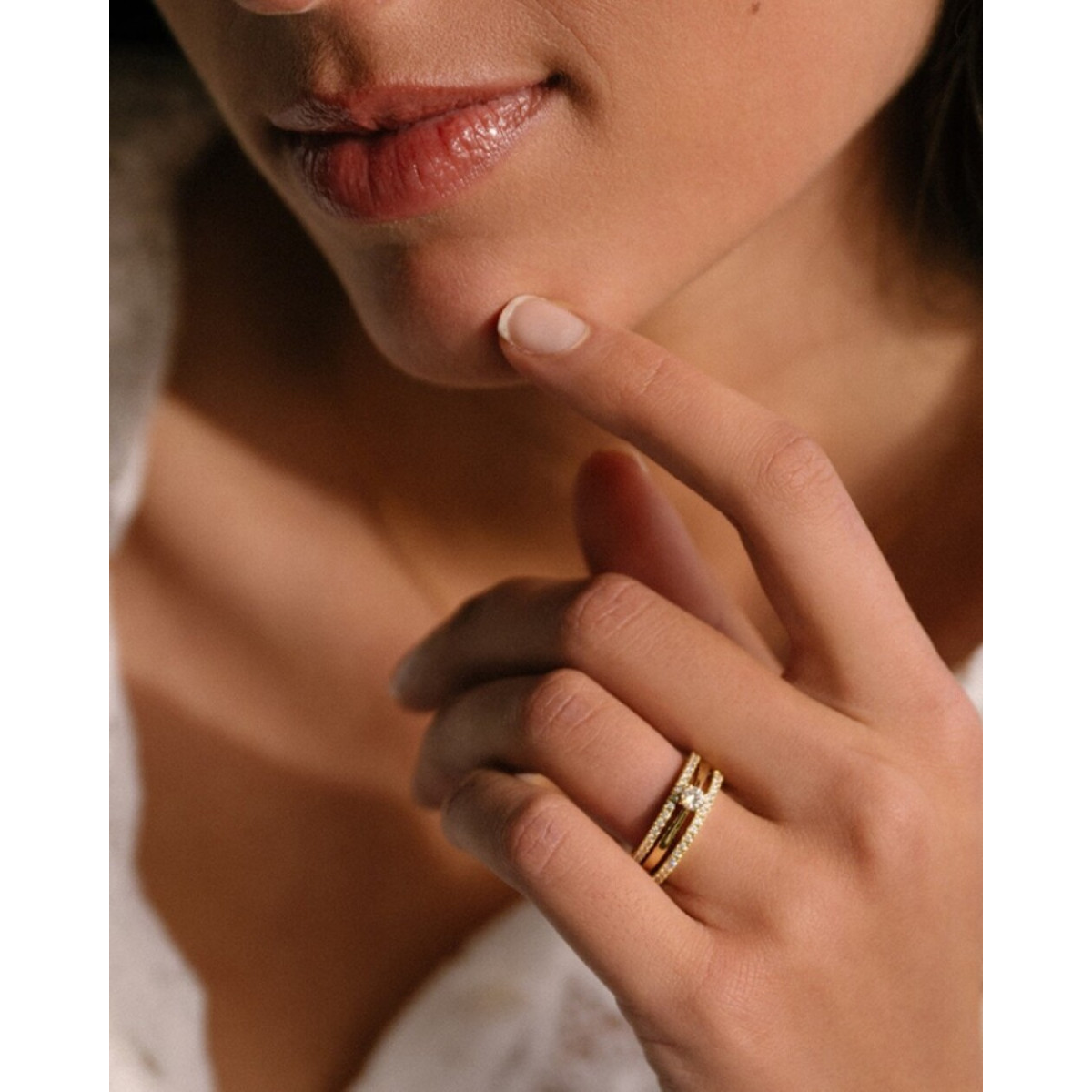 Aurore Millie RA15500020 alliance ring van 18-karaat goud met briljant geslepen labgrown diamant 0.20 crt