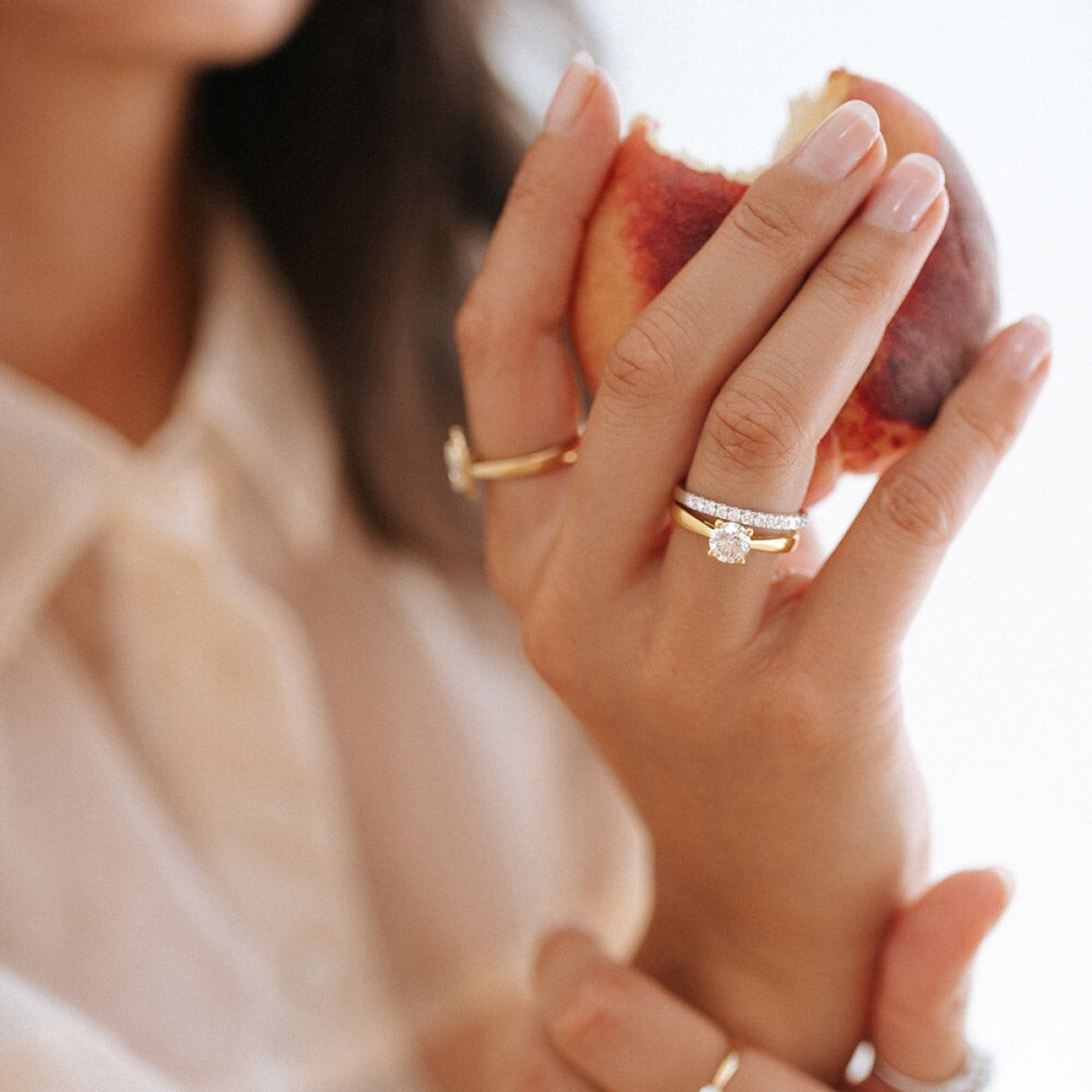 Aurore Millie RA25500044 witgouden alliance ring 18-karaat met briljant geslepen lab grown diamant 0.44 crt