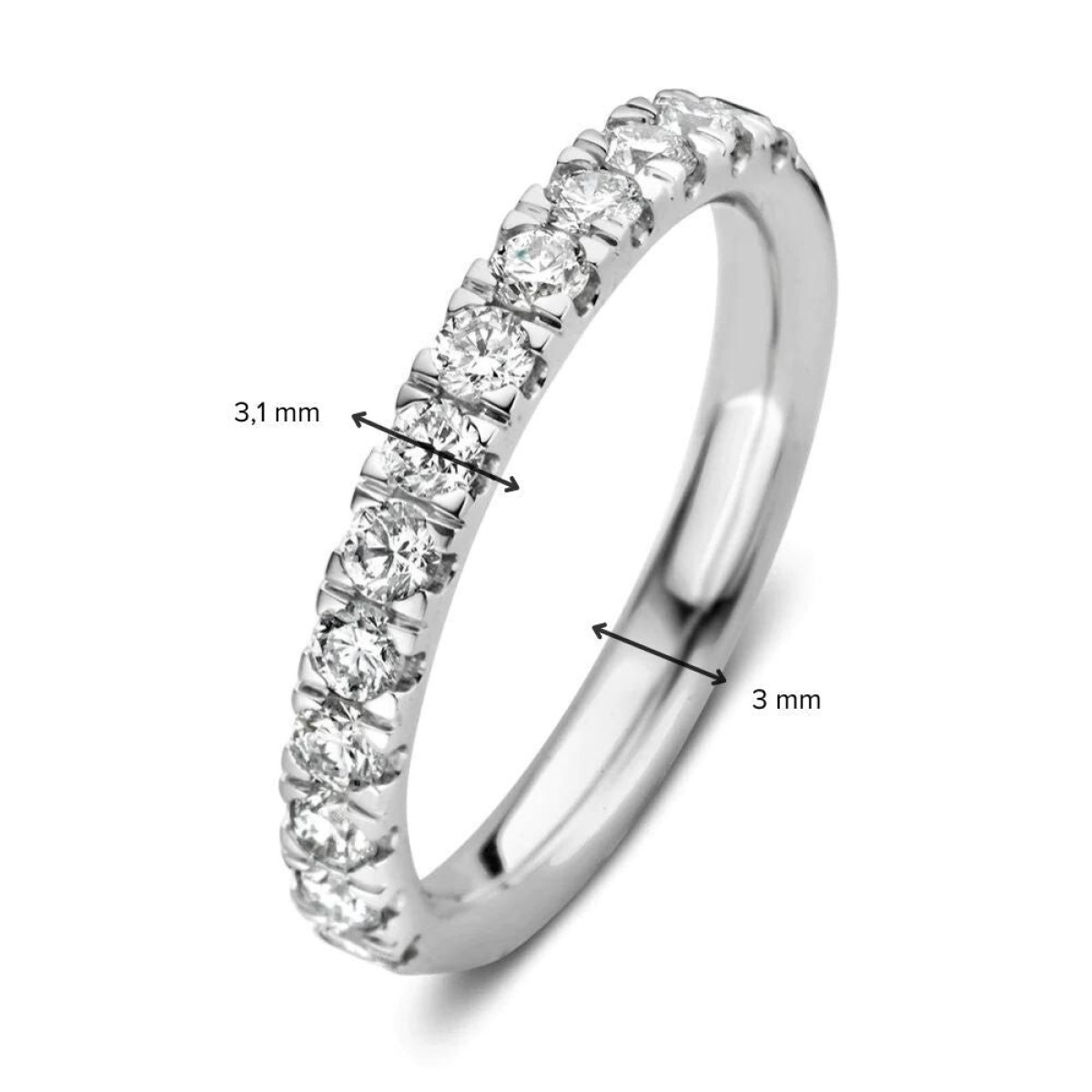 Aurore Millie RA25500086 alliance ring van 18-karaat witgoud met lab grown diamant 0.86 crt