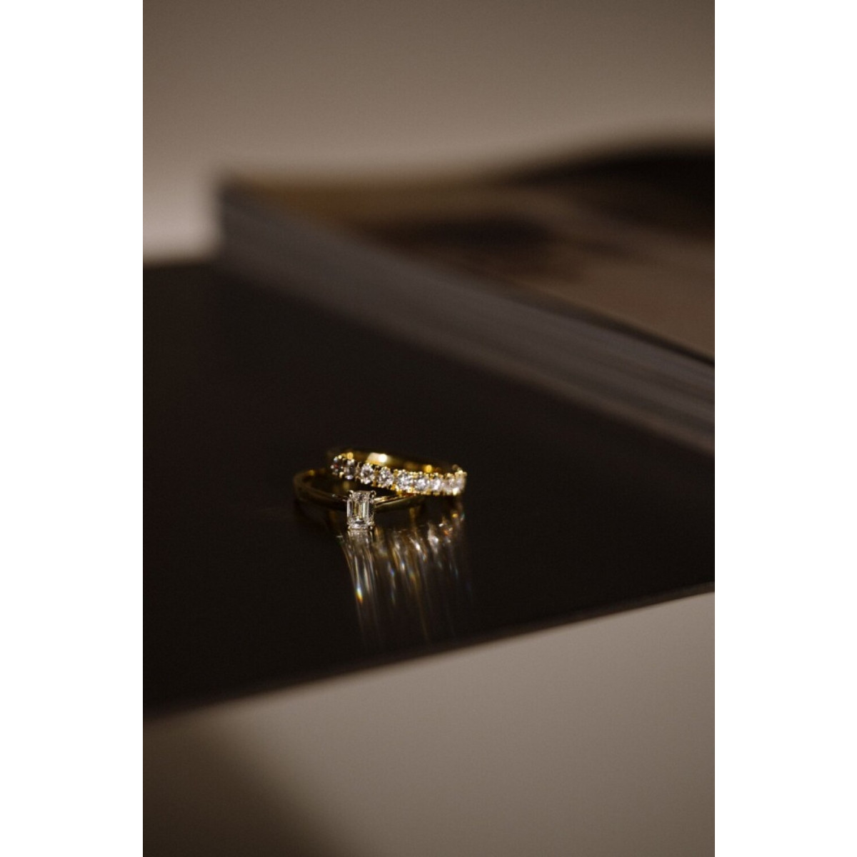 Aurore Nora RA15750050 solitaire ring van 18-karaat goud met emerald lab grown diamant 0.50 crt