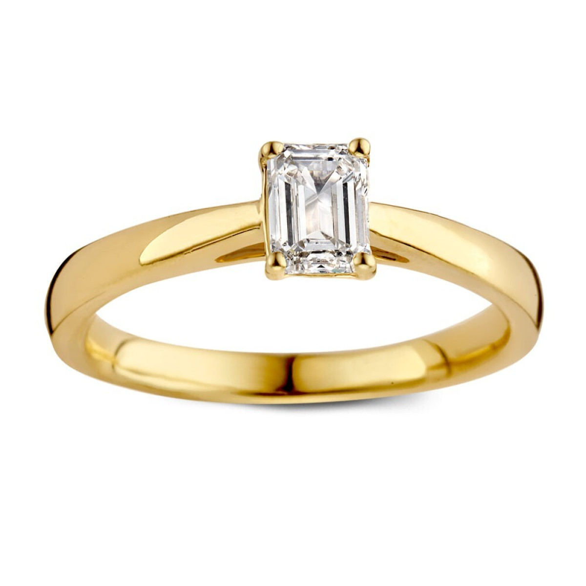 Aurore Nora RA15750050 solitaire ring van 18-karaat goud met emerald lab grown diamant 0.50 crt