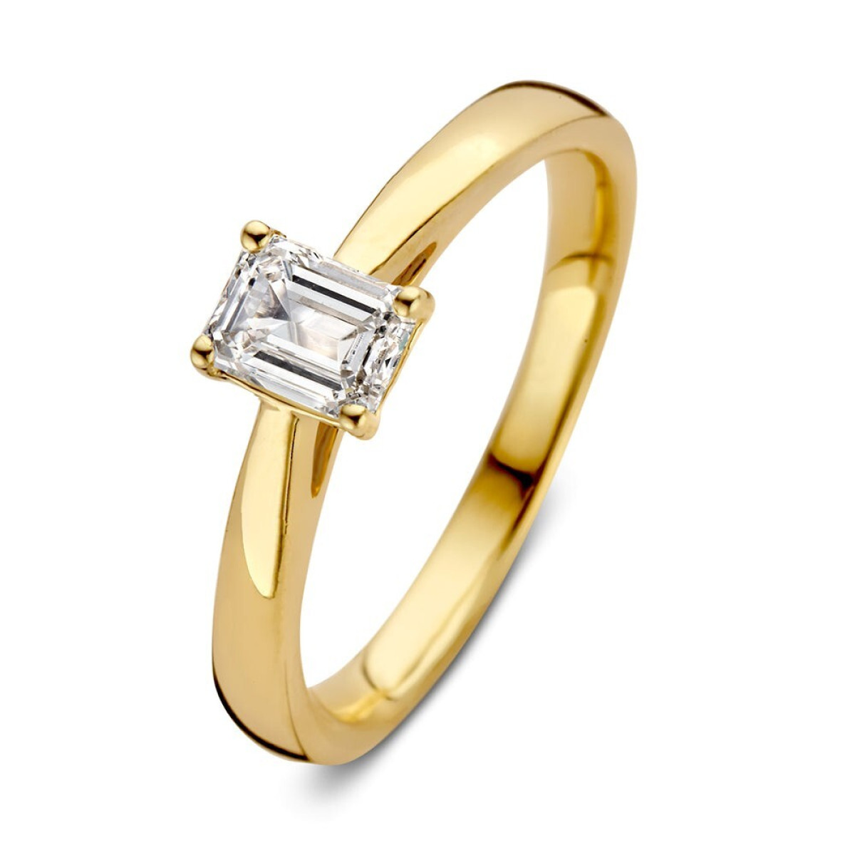 Aurore Nora RA15750050 solitaire ring van 18-karaat goud met emerald lab grown diamant 0.50 crt