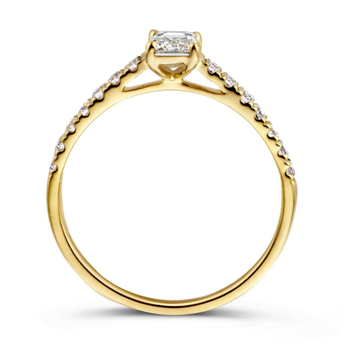 Aurore Nora RA15760075 diamanten ring van 18-karaat goud met emerald lab grown diamant 0.75 crt