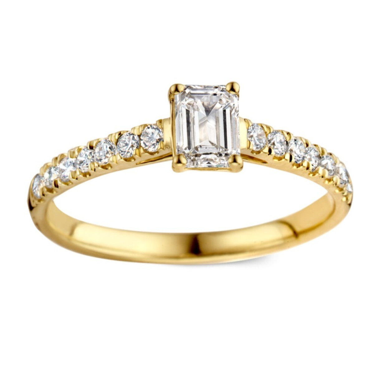 Aurore Nora RA15760075 diamanten ring van 18-karaat goud met emerald lab grown diamant 0.75 crt