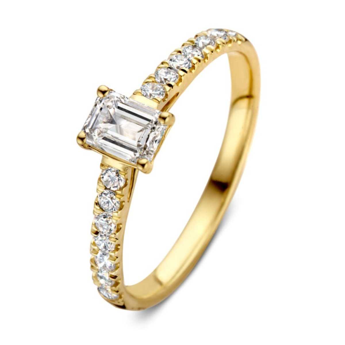 Aurore Nora RA15760075 diamanten ring van 18-karaat goud met emerald lab grown diamant 0.75 crt