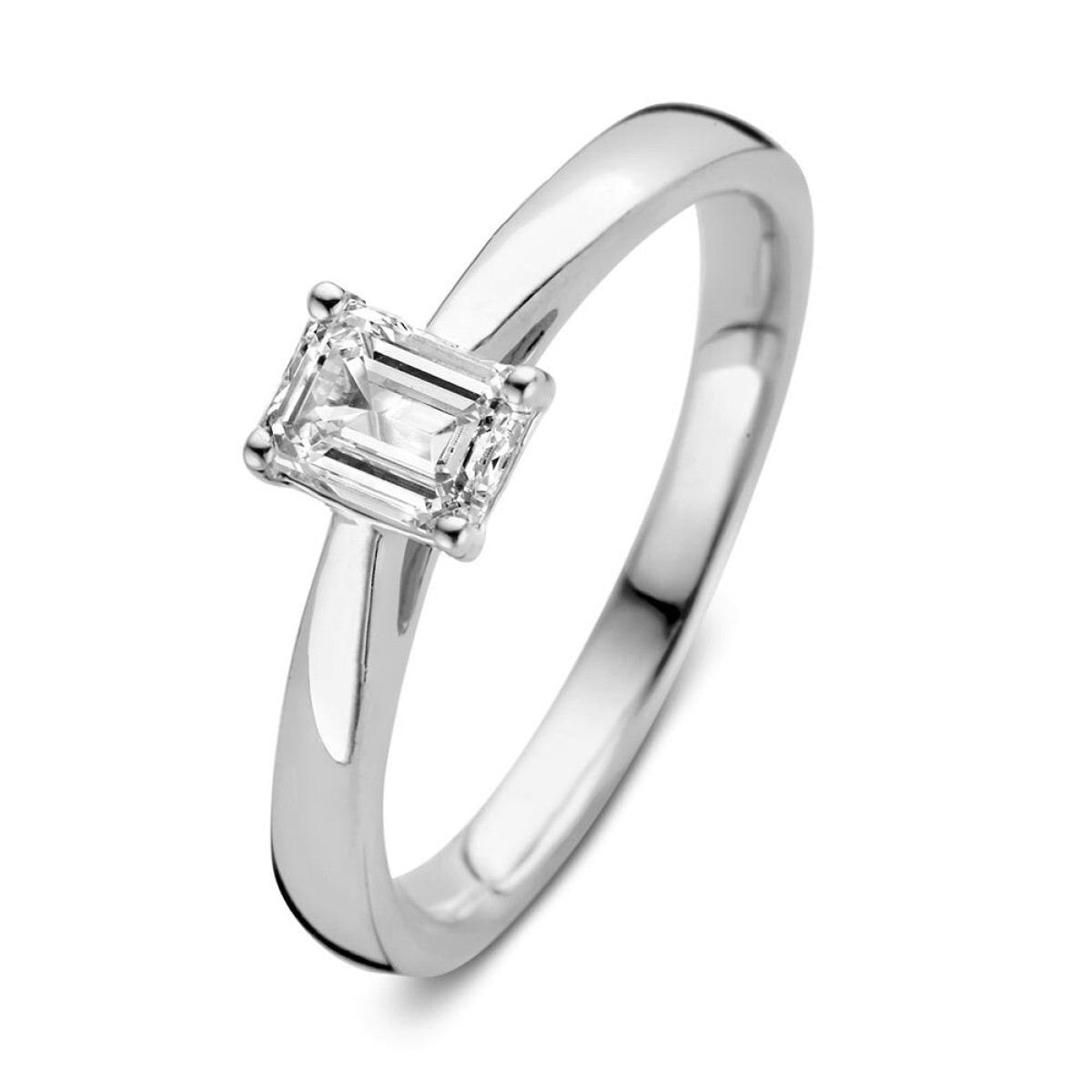 Aurore Nora RA25750050 solitaire ring 18-karaat witgoud met emerald lab grown diamant 0.50 crt