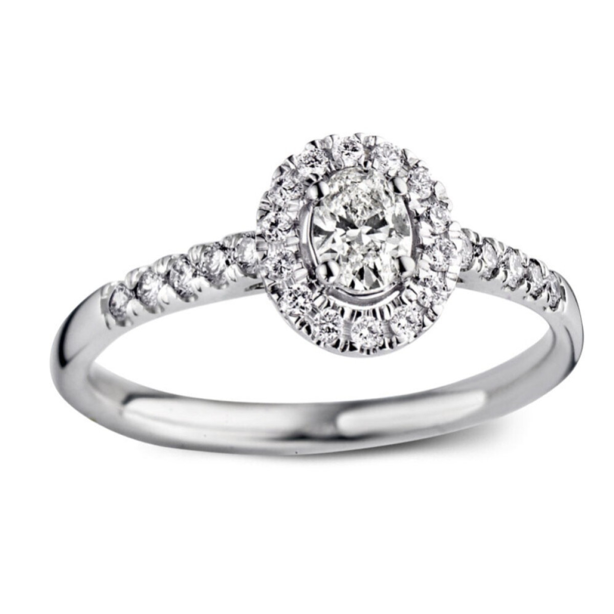 Aurore Rosie RA25400050 halo ring witgoud 18-karaat ovaal lab grown diamant 0.50 crt