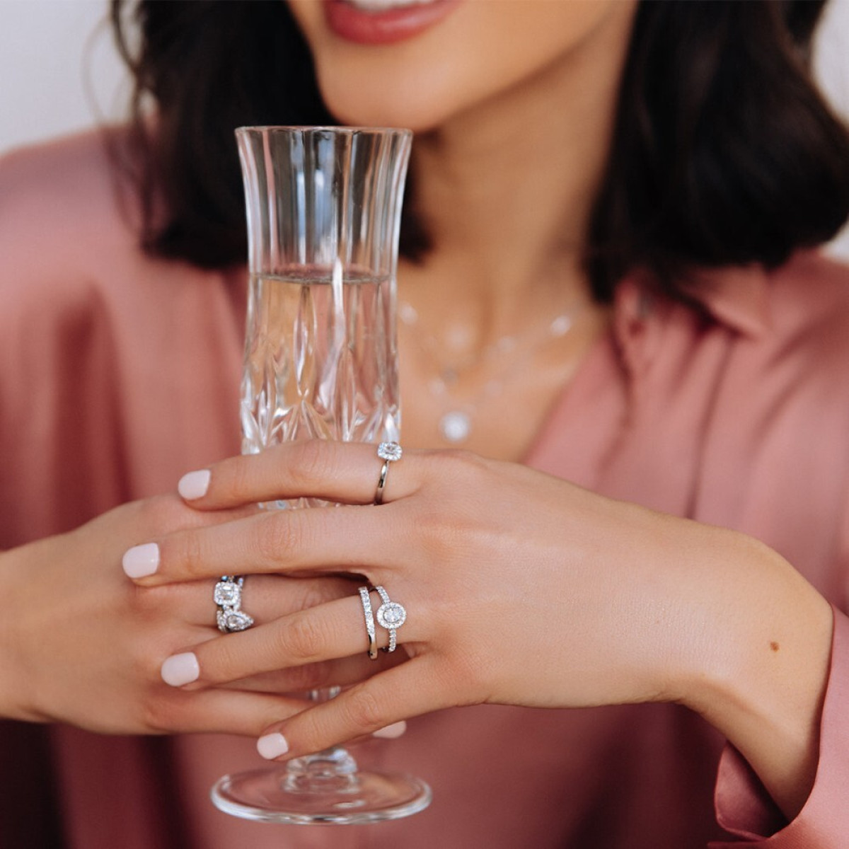 Aurore Rosie RA25400050 halo ring witgoud 18-karaat ovaal lab grown diamant 0.50 crt