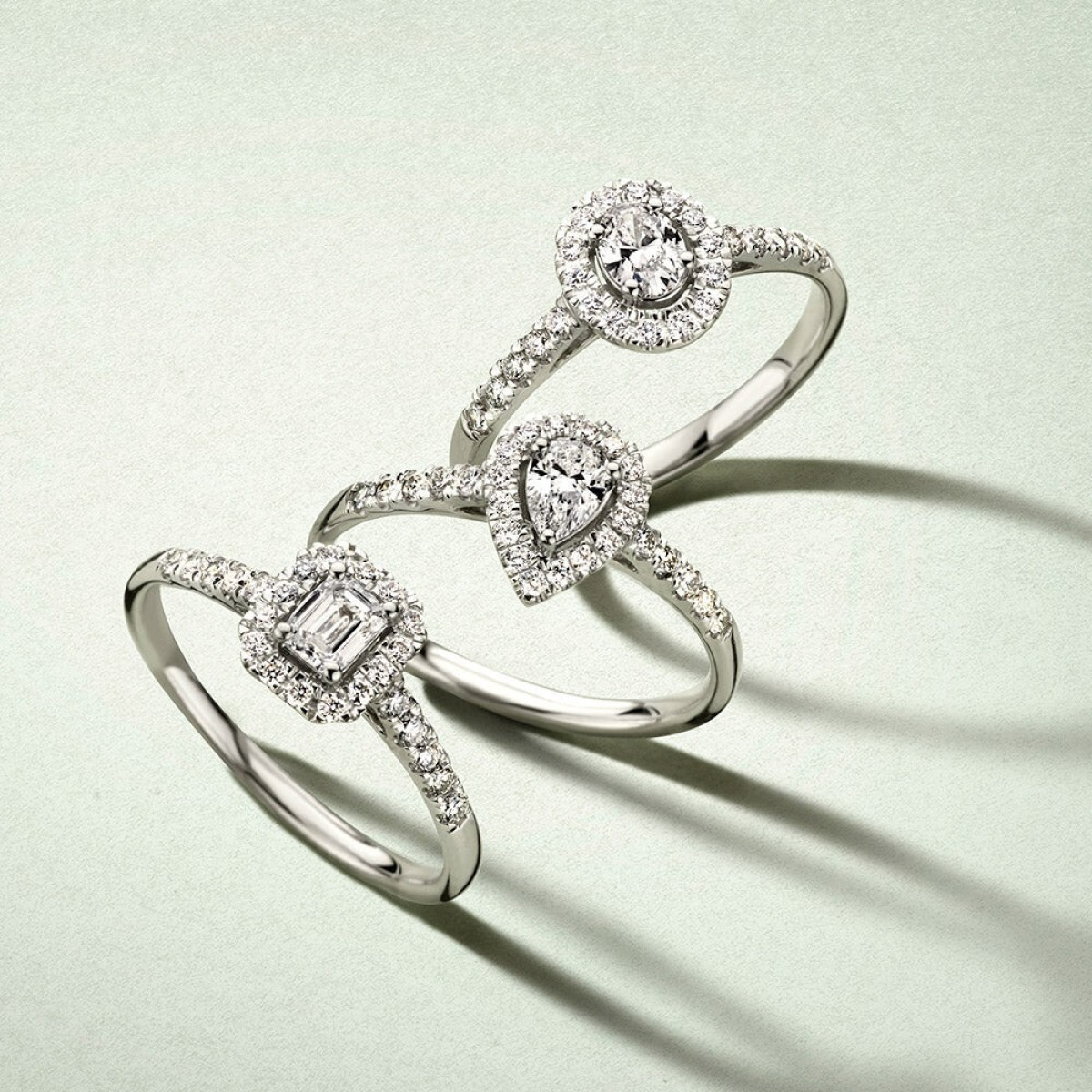 Aurore Rosie RA25400050 halo ring witgoud 18-karaat ovaal lab grown diamant 0.50 crt