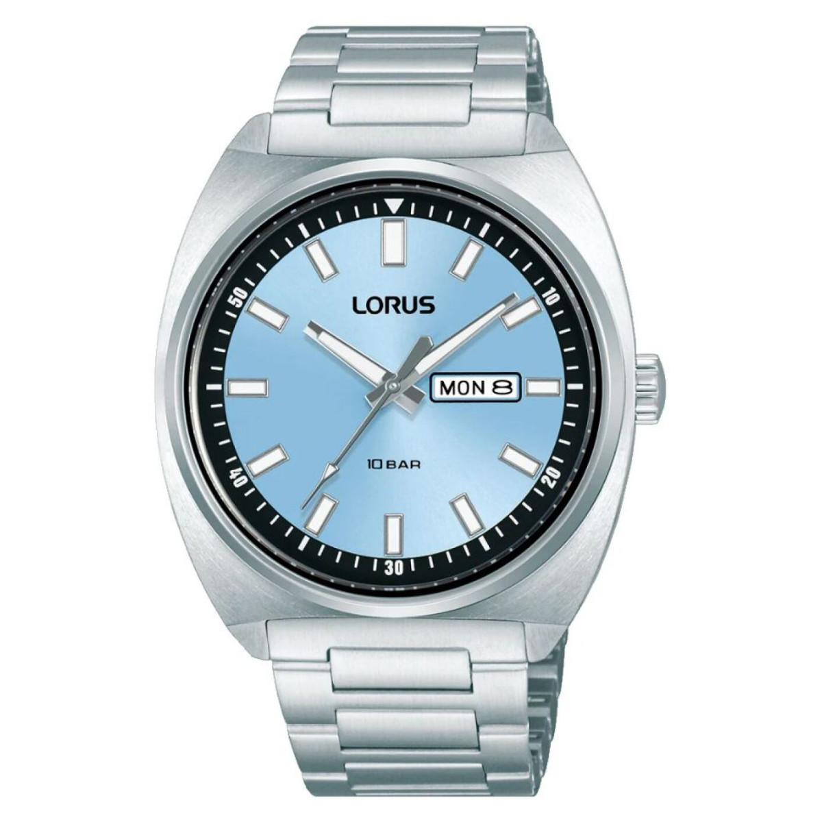 Lorus RH317BX9 herenhorloge met zilverkleurige stalen band en blauwe wijzerplaat- ø 41 mm
