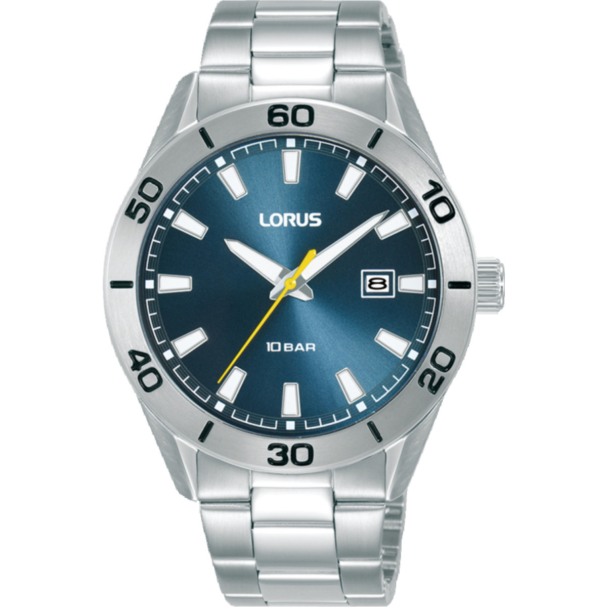Lorus RH967PX9 zilverkleurig herenhorloge met blauwe wijzerplaat 40 mm