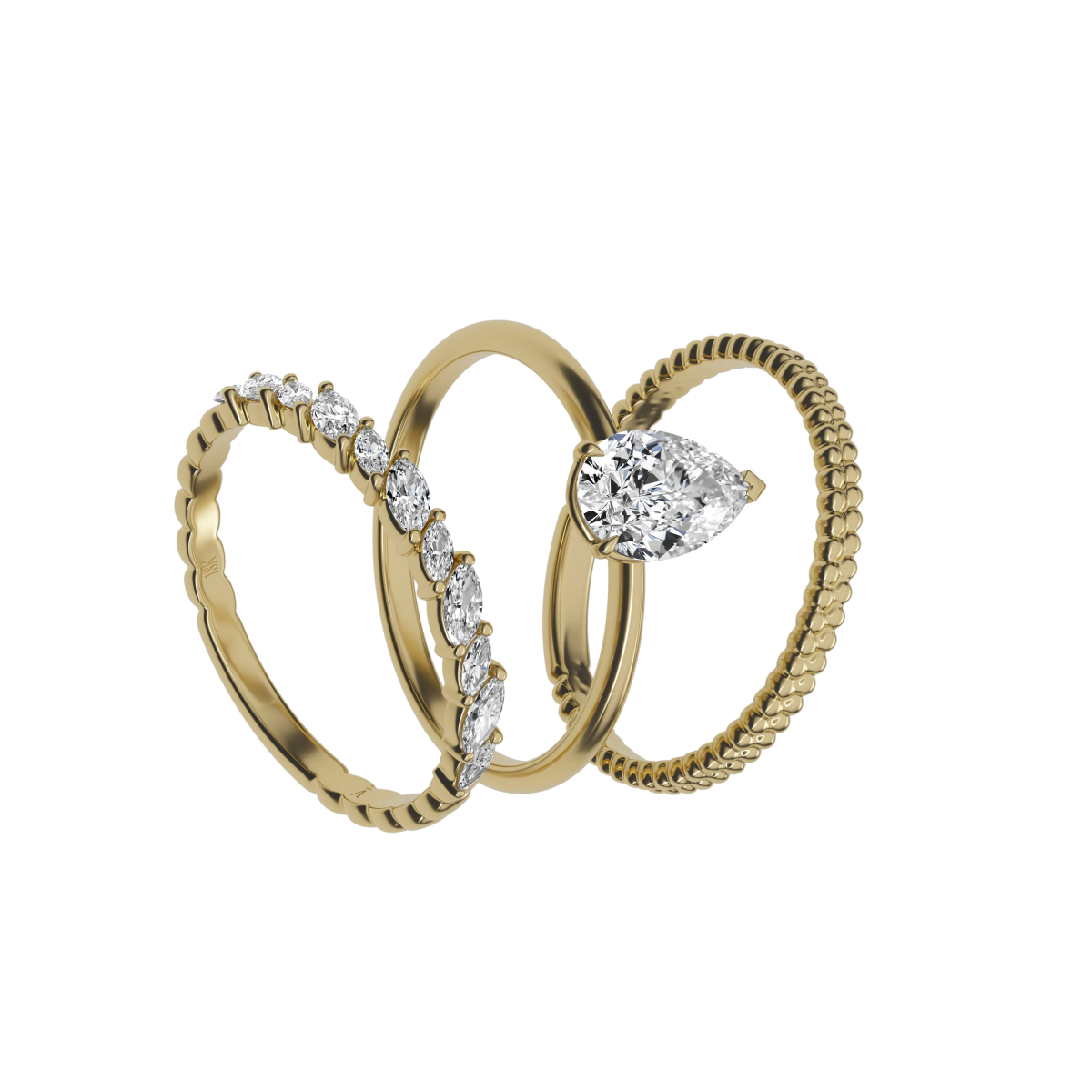 Delve ring 023 18-karaat gouden half eternity ring met marquise geslepen lab grown diamanten 0.48 crt 2 mm breed