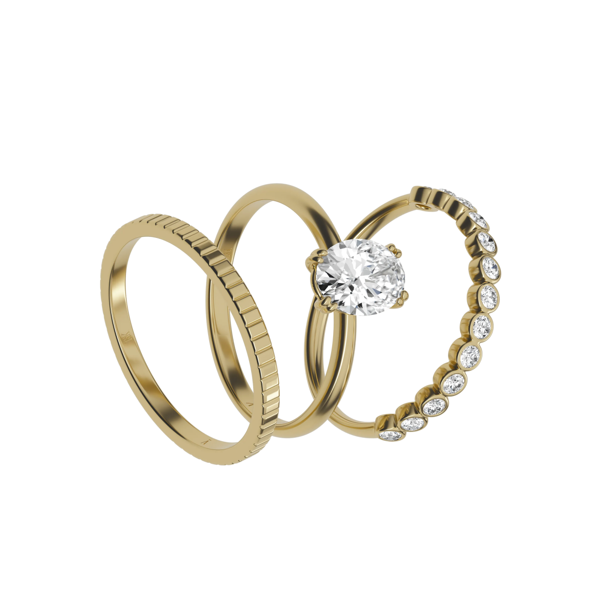 Delve ring 024 18-karaat gouden aanschuifring met glanzend getextureerd oppervlak 1.7 mm breed