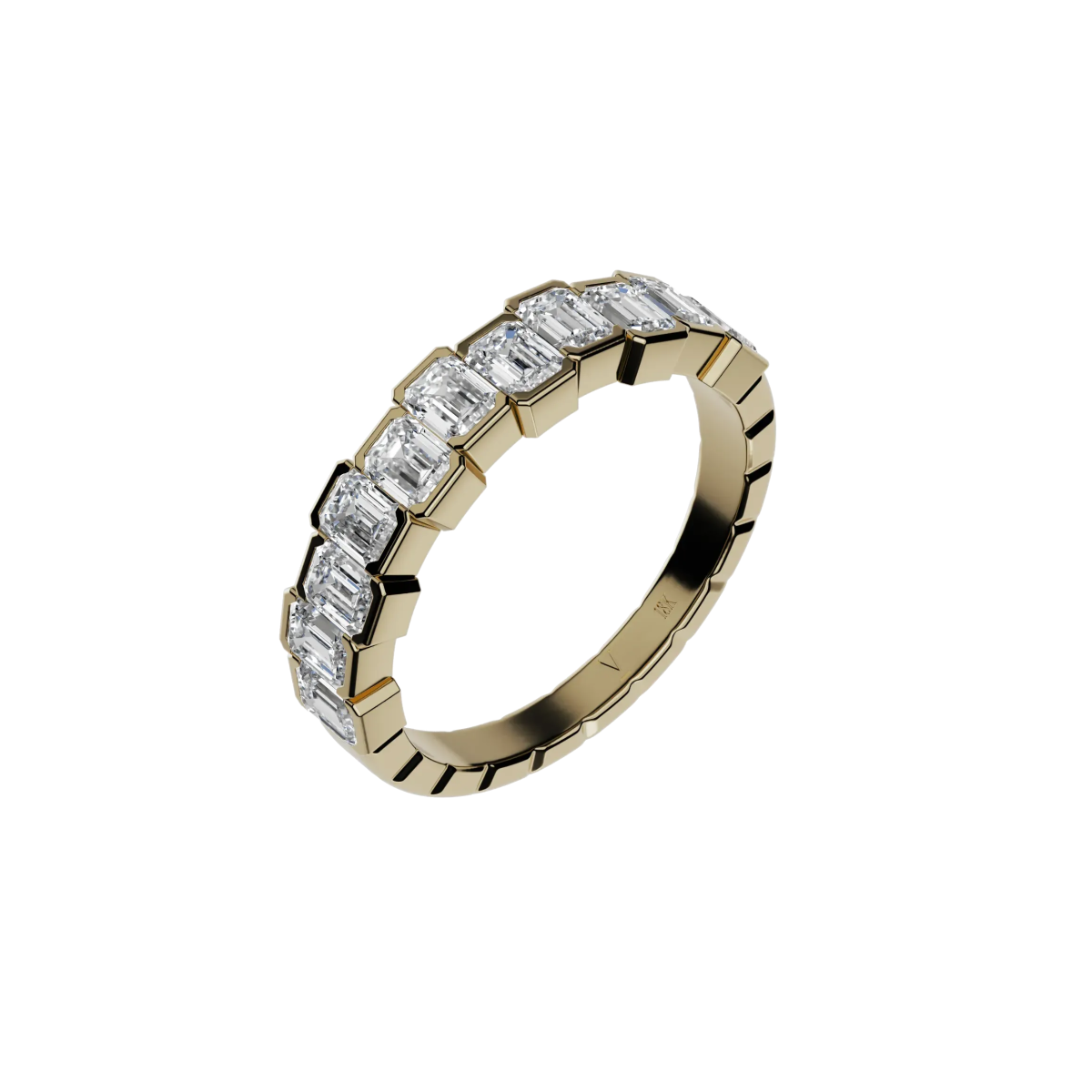 Delve ring 028 18-karaat gouden ring met emerald geslepen lab grown diamanten op een rij 2.5 mm breed