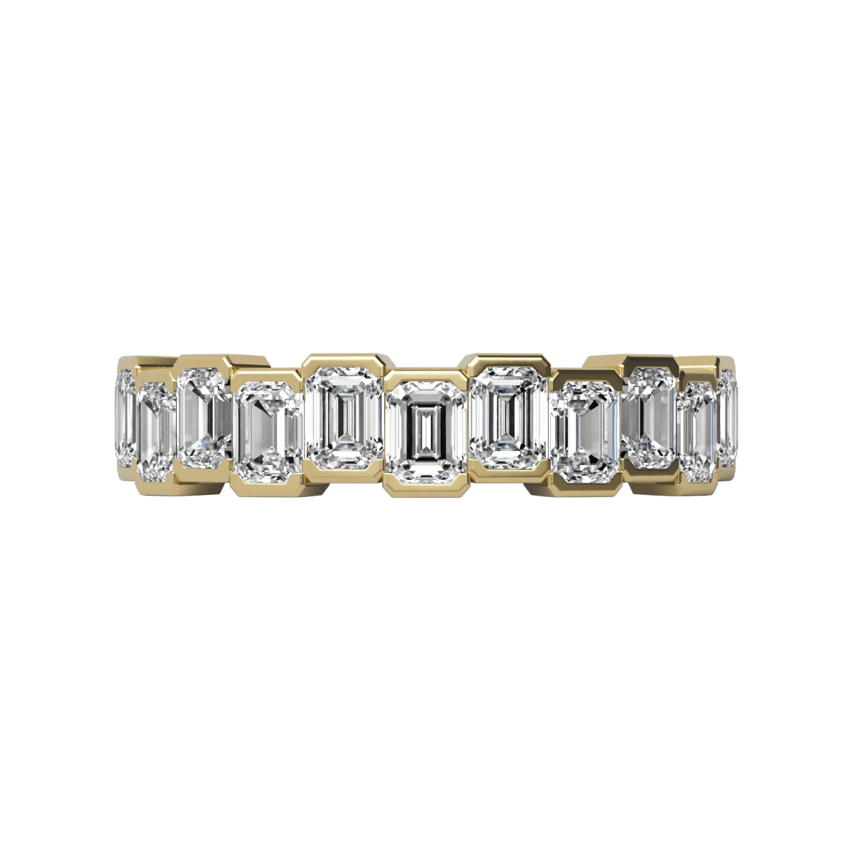 Delve ring 028 18-karaat gouden ring met emerald geslepen lab grown diamanten op een rij 2.5 mm breed