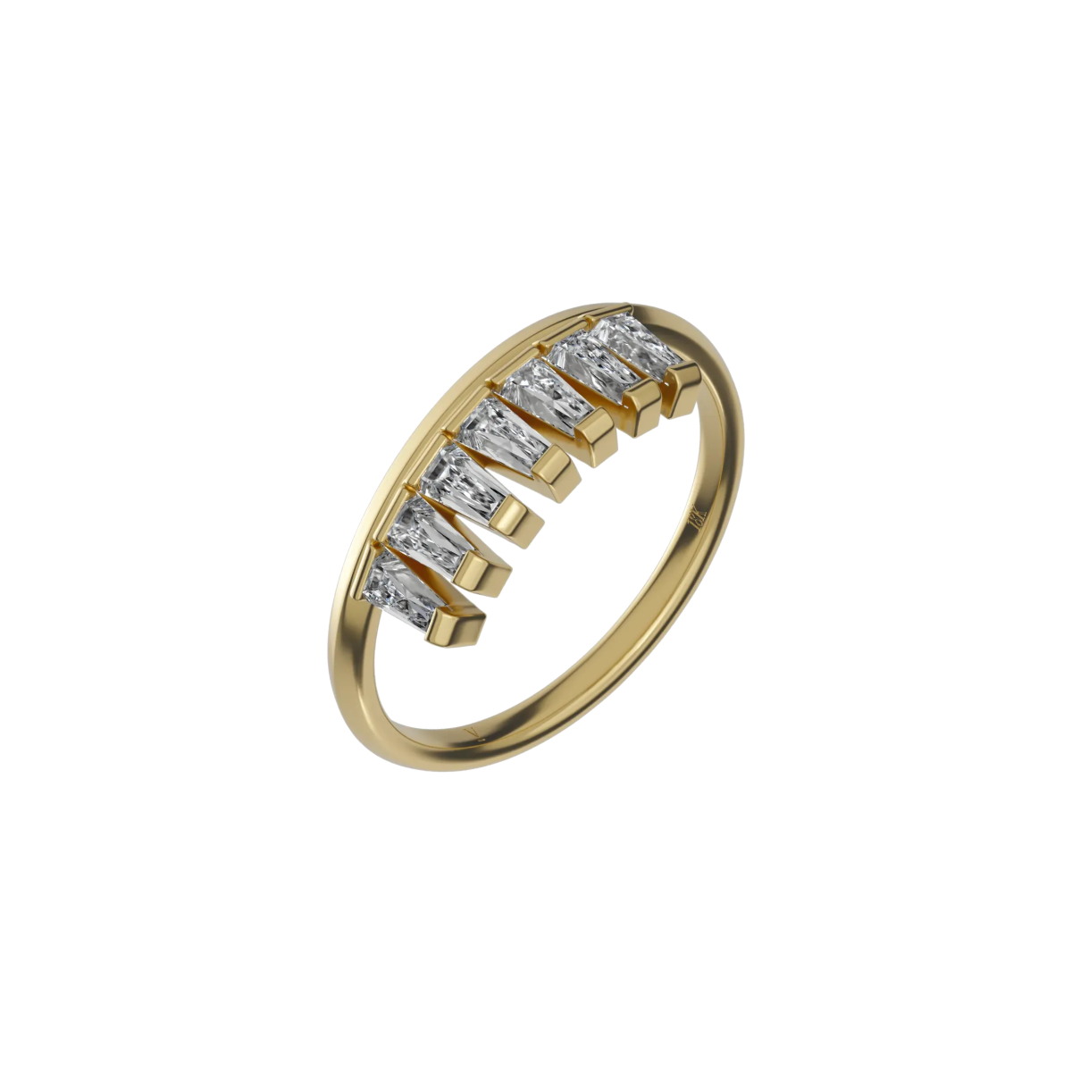 Delve ring 029 18-karaat gouden ring met gedraaide band en baguette geslepen lab grown diamanten 0.84 crt