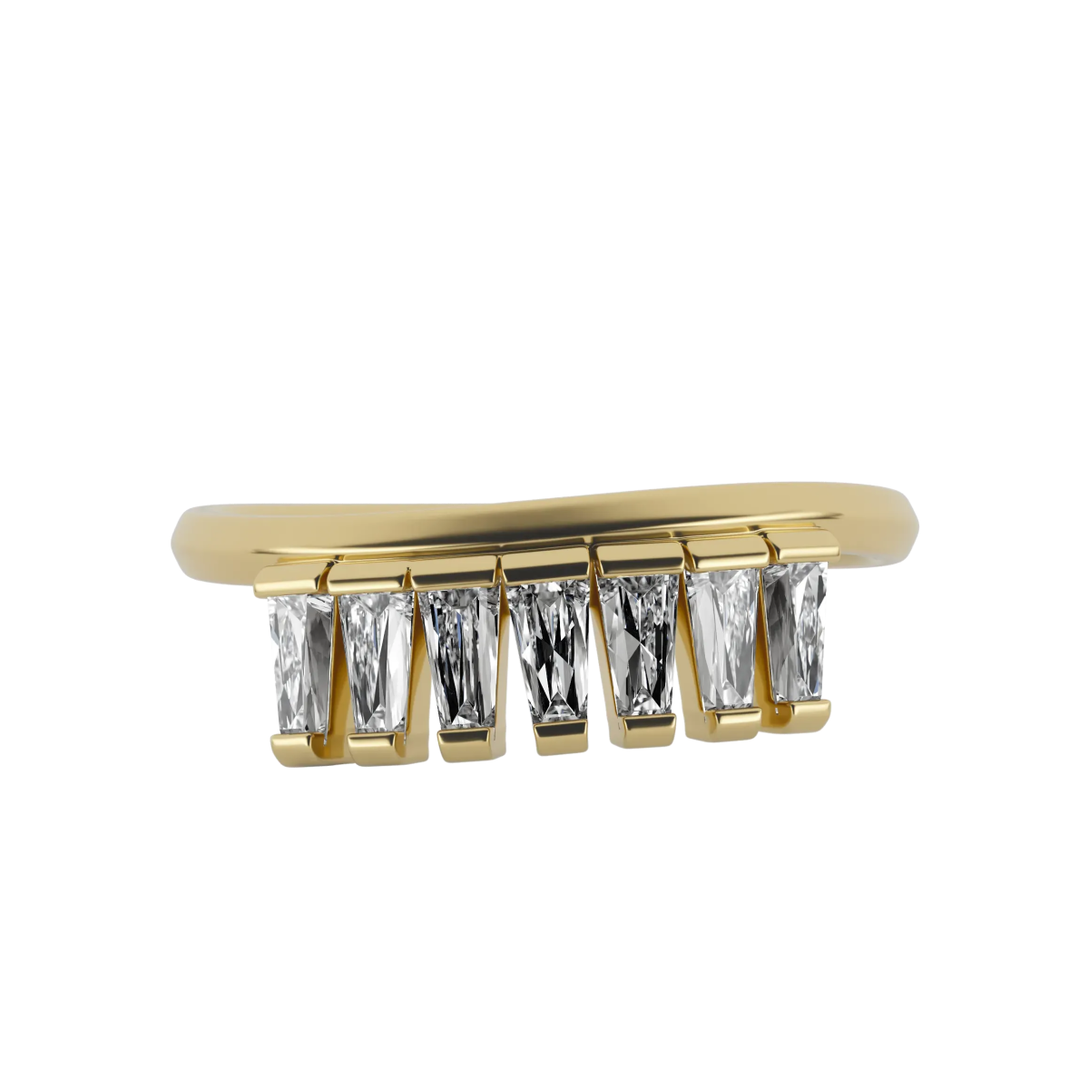 Delve ring 029 18-karaat gouden ring met gedraaide band en baguette geslepen lab grown diamanten 0.84 crt