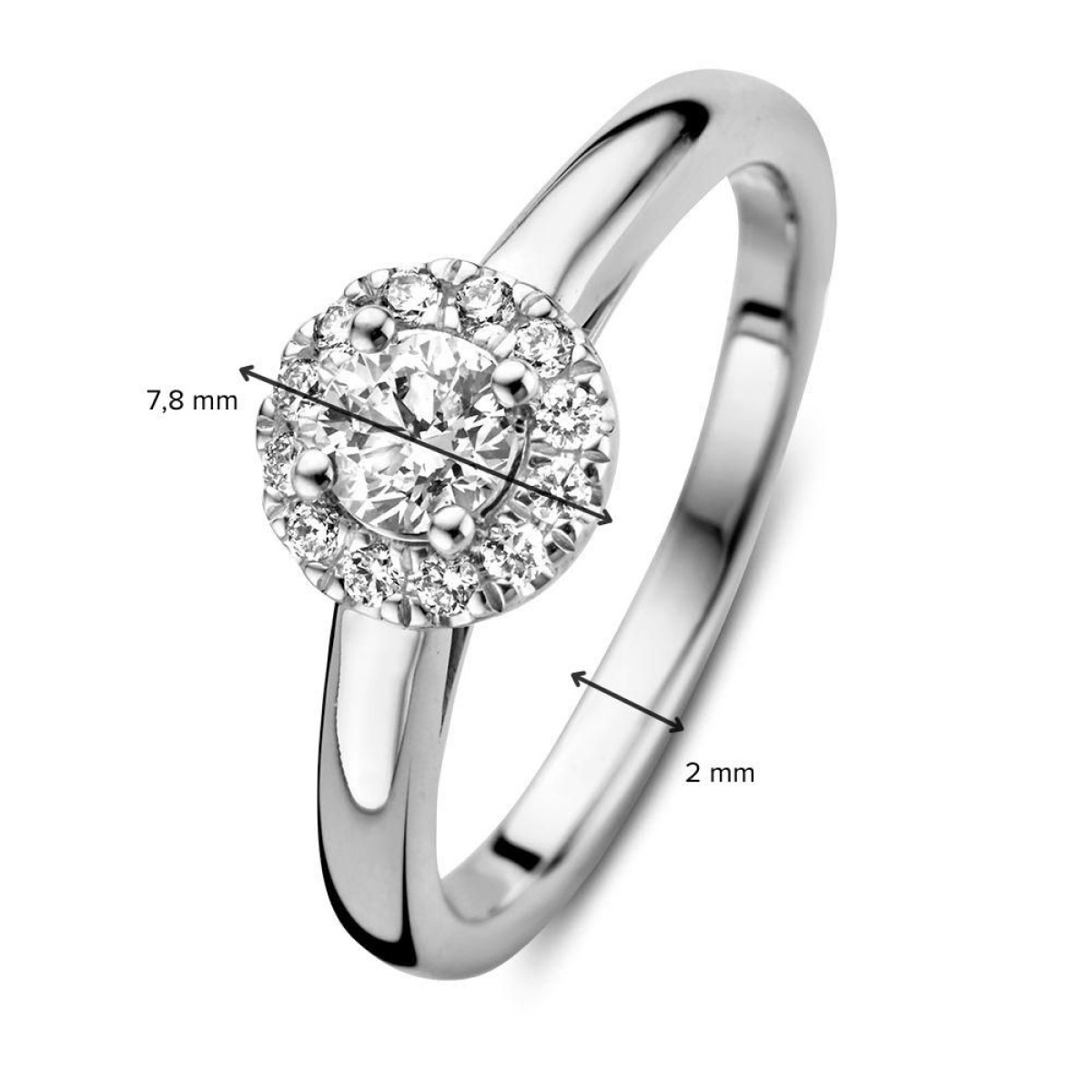 Witgouden entourage ring met diamanten 0.45 crt