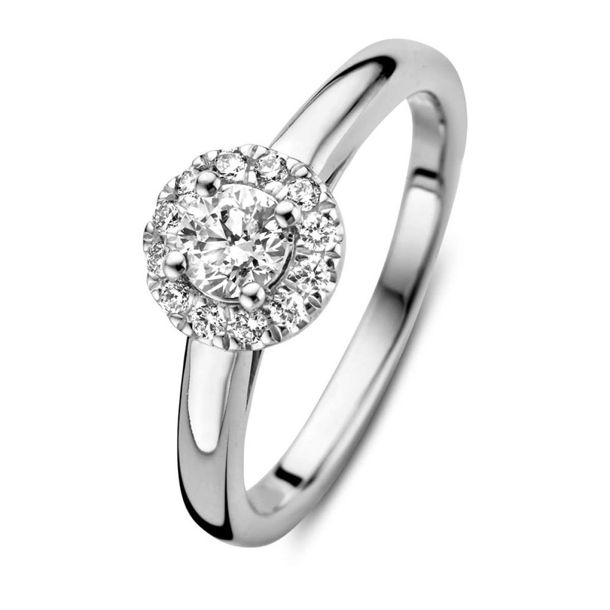 Witgouden entourage ring met diamanten 0.45 crt