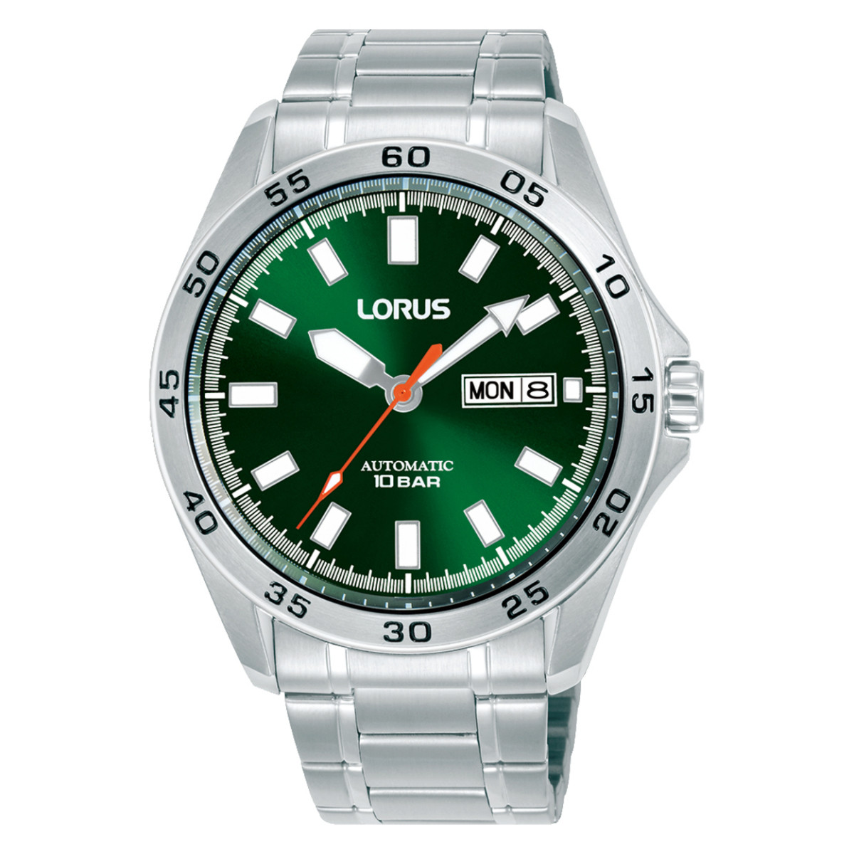 Lorus RL423CX9 herenhorloge zilverkleurig staal met groene wijzerplaat - ø 43 mm