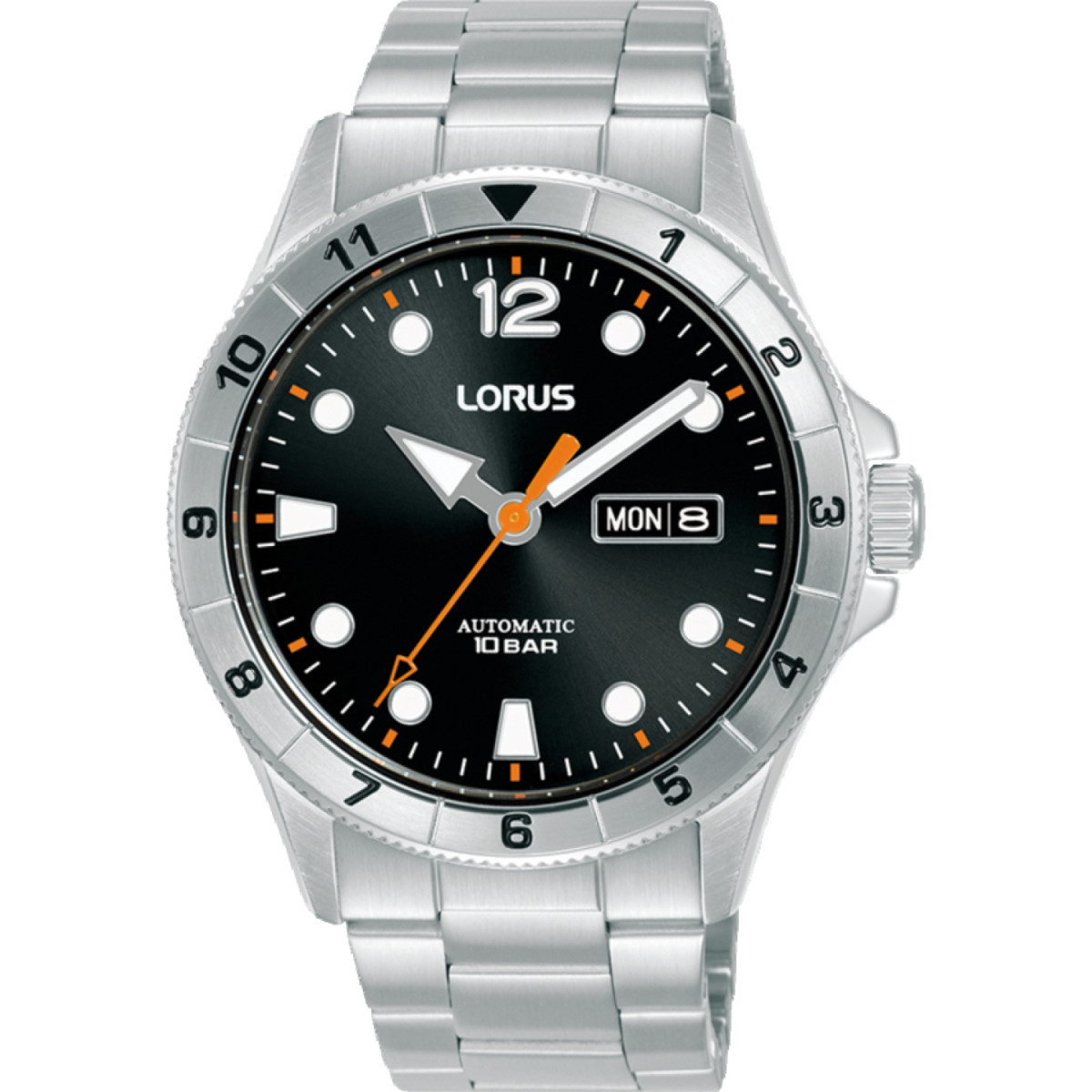 Lorus RL459BX9 herenhorloge automaat met zilverkleurige stalen kast en band - Ø 42 mm
