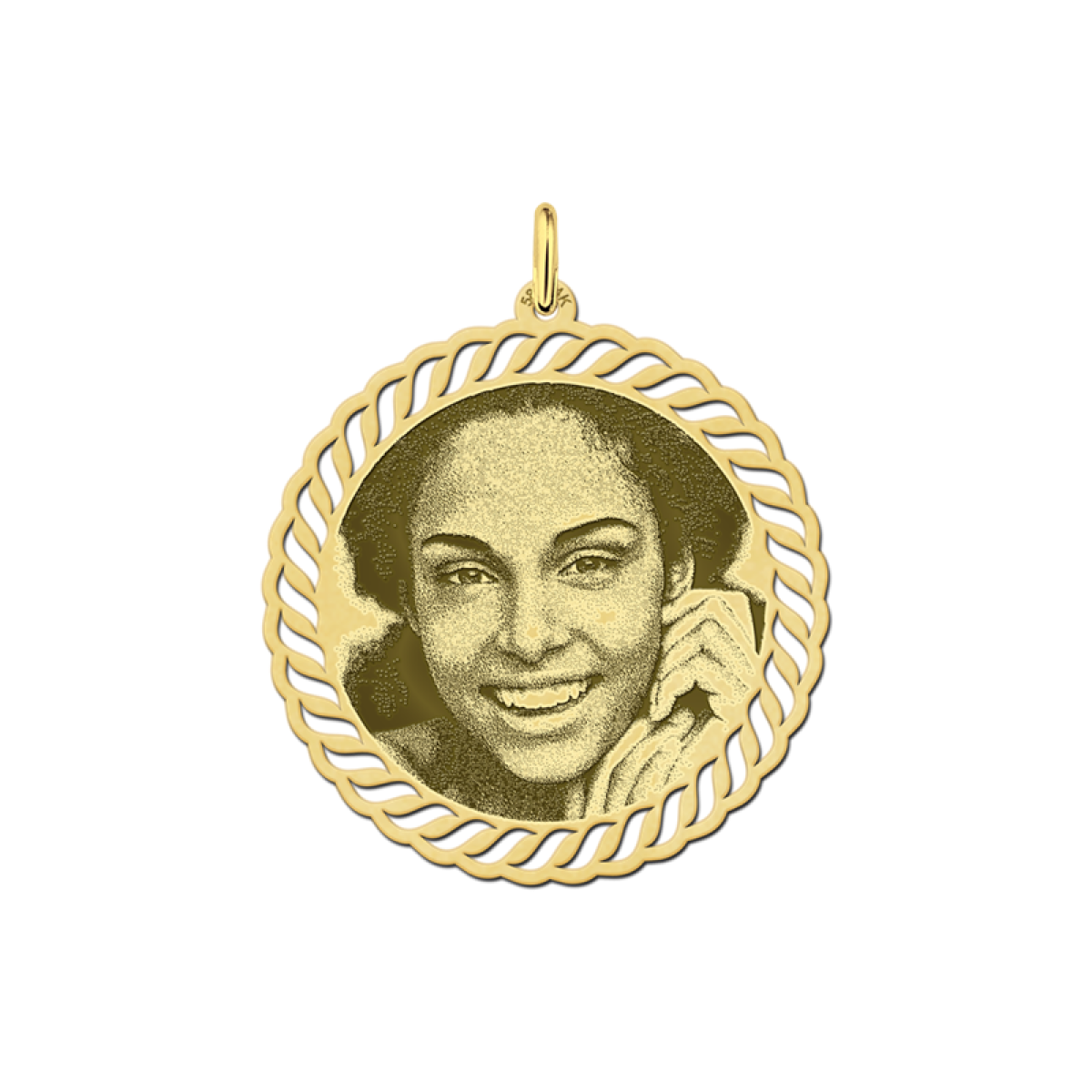 Gouden foto op hanger rond - 33 mm - Names4ever
