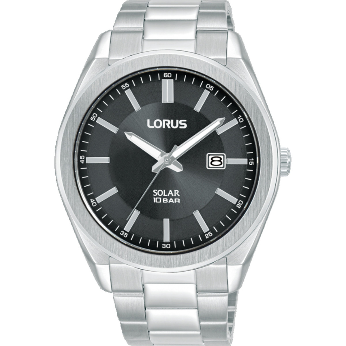 Lorus RX351AX9 herenhorloge van zilverkleurig staal met zwarte wijzerplaat en solar techniek - Ø 43 mm