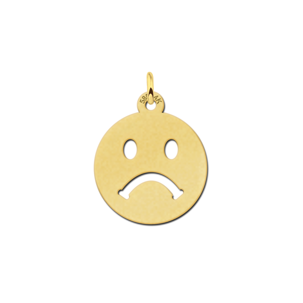 Gouden emoticon hanger verdrietig